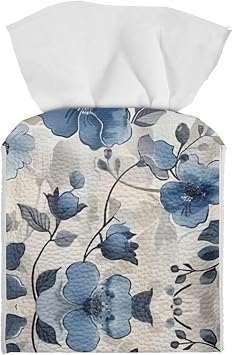 Floral Tissues Tissues Boxes Holder Leather Tissue Box Cover Square Tissue Box Holder Hotel Easy to Clean Tissue Box Container Car Bathroom Accessories