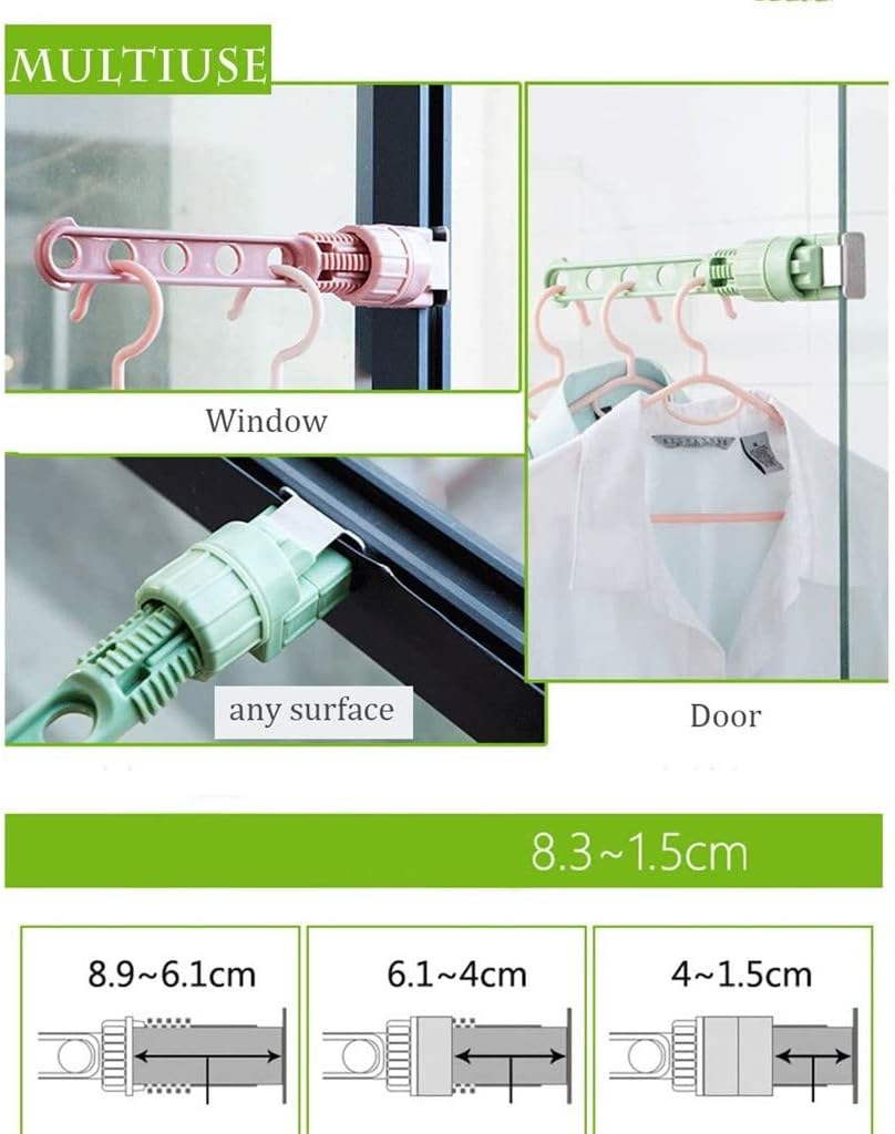 Portable Clothes Drying Rack, 5 Hole Window Frame Hanger Space Saver Hangers Multi-Functional Reusable for Travel Dormitory Hotel Balcony Indoor Outdoor
