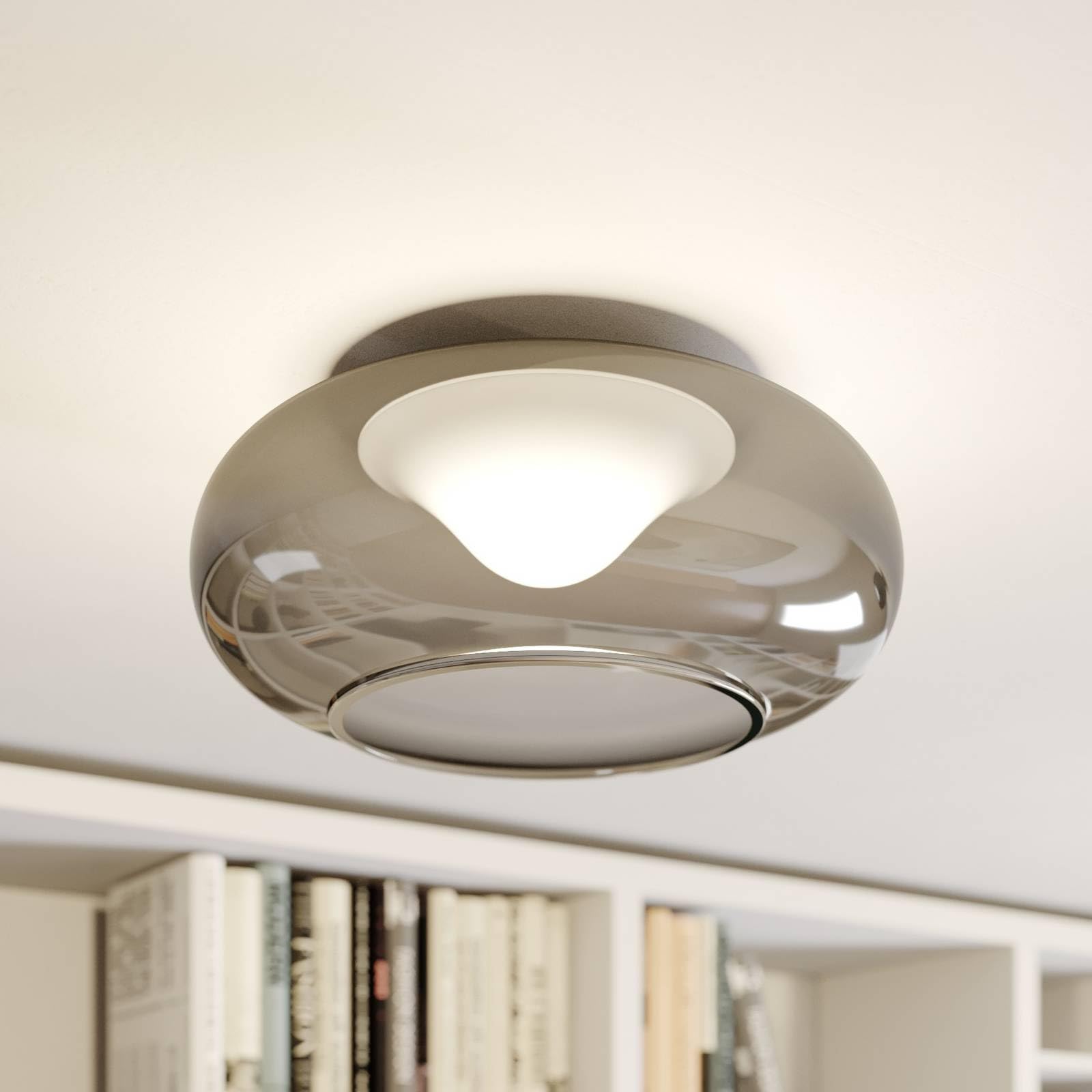 Lucande Plafoniera LED (Moderno) colore Grigio, in Vetro ad es. Cucina lampadina inclusa lampada plafoniera