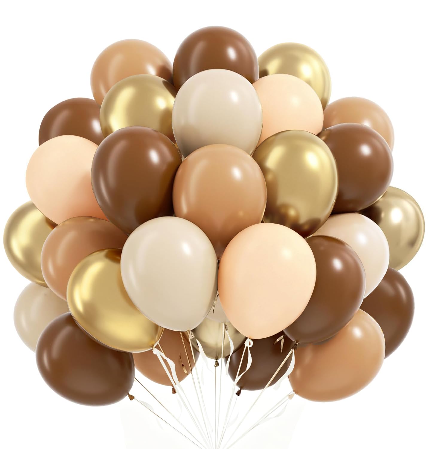 Brown Balloons, 60 PCS Brown Coffee Tan Gold Latex Party Balloons, 12 Inch Khaki Sand White Nude Beige Boho Neutral Helium Balloon for Bear Birthday Baby Shower Wedding Thanksgiving Party Decoration