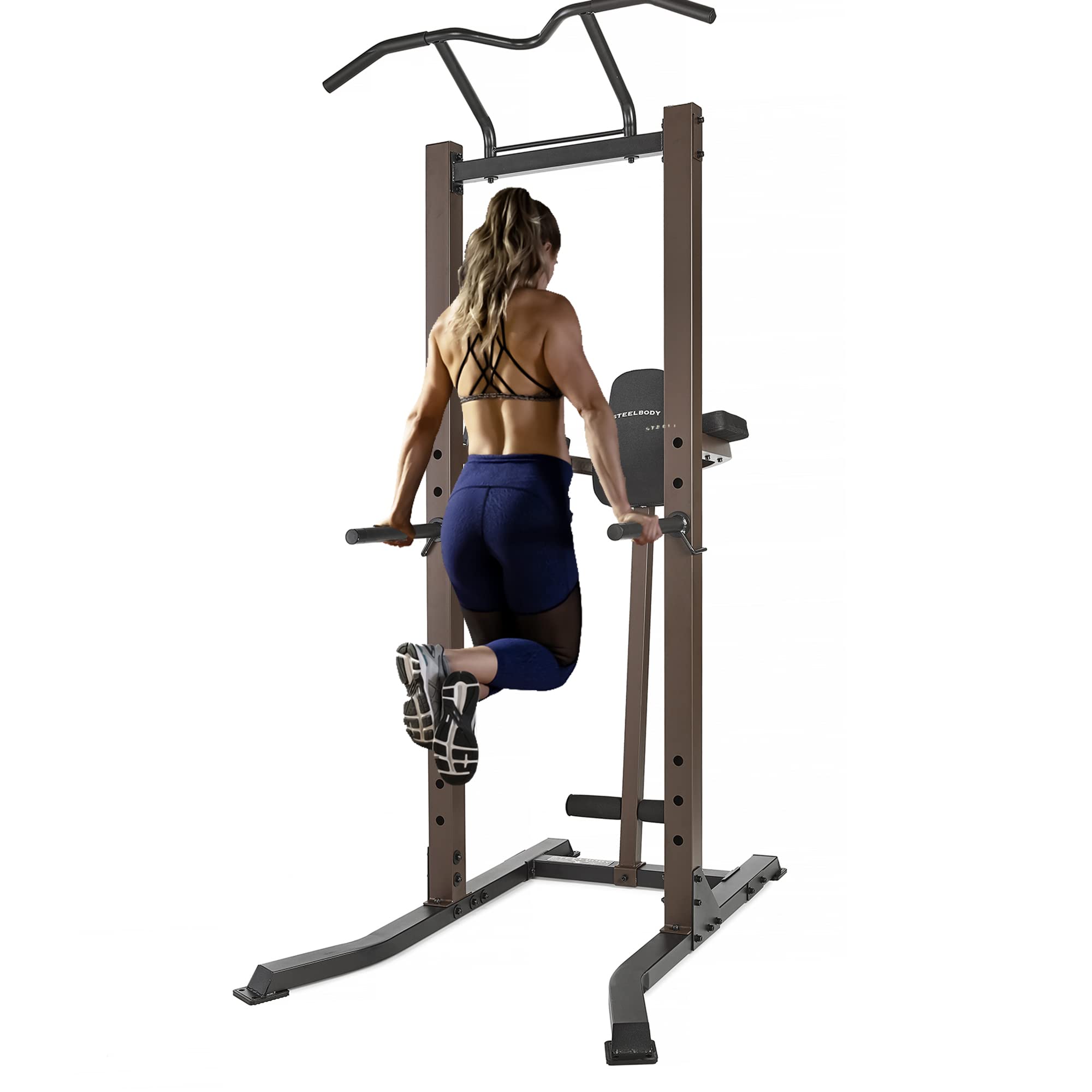 MARCY Stb-98501 Deluxe Torre de Potencia de dominadas y inmersiones, Unisex, marrón, Talla única