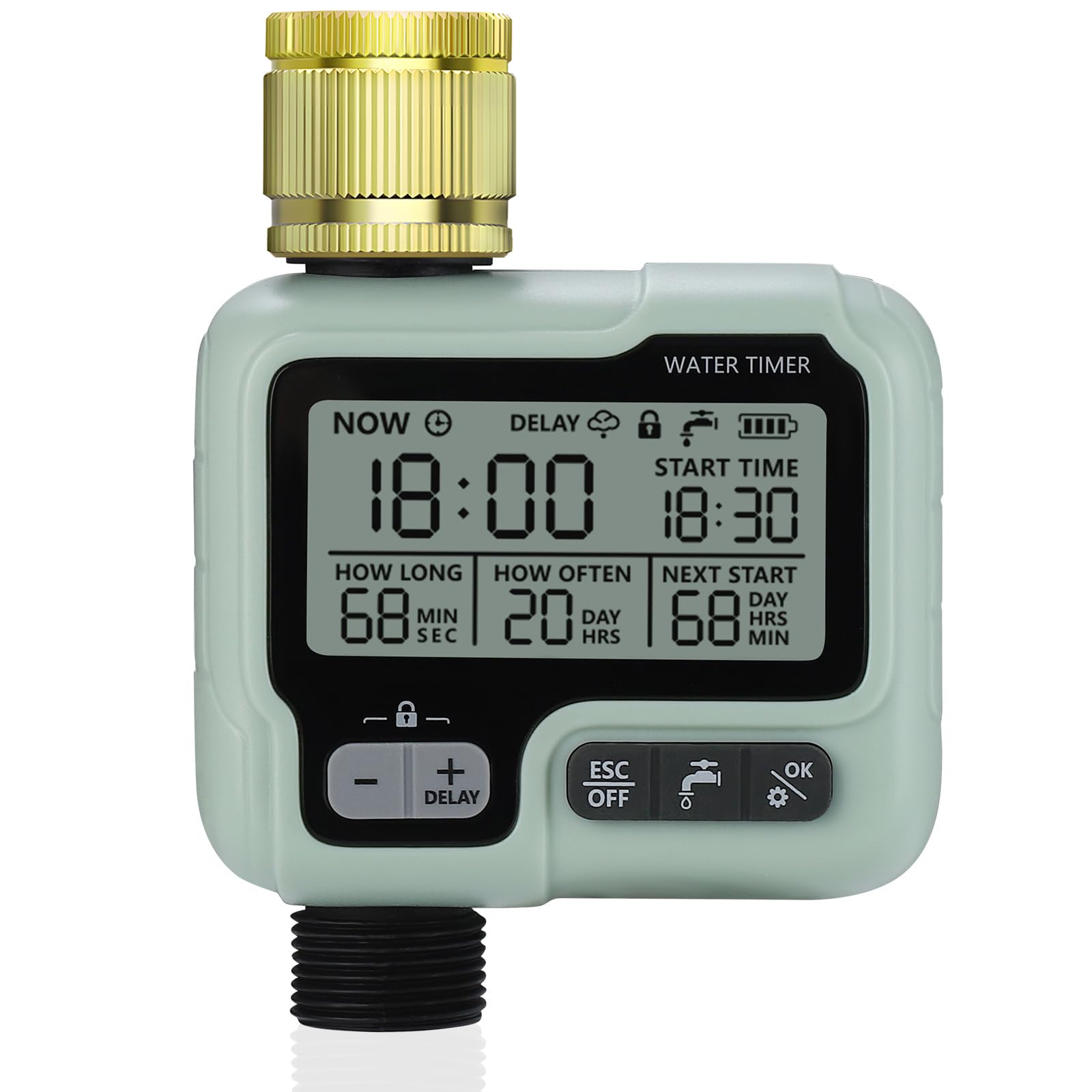 Johgee Watering Computer with Brass Inlet, Water Timer Garden Timer Irrigation with Rain Delay