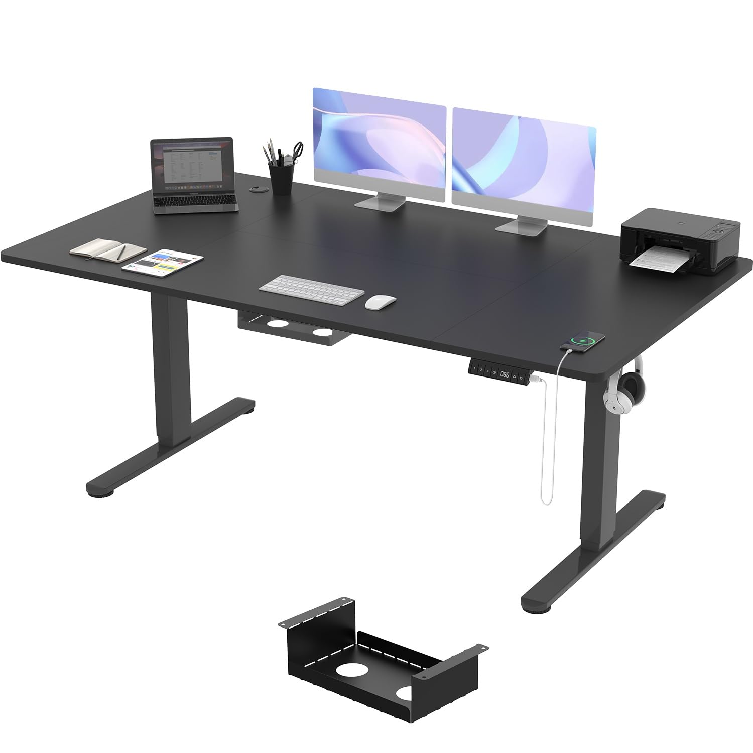 TRIUMPHKEY Escritorio Elevable Eléctrico 180×80cm con Puerto de Carga USB, 3 Alturas de Memoria, Escritorio Regulable en Altura 72-119cm Escritorio para Computadora para Oficina