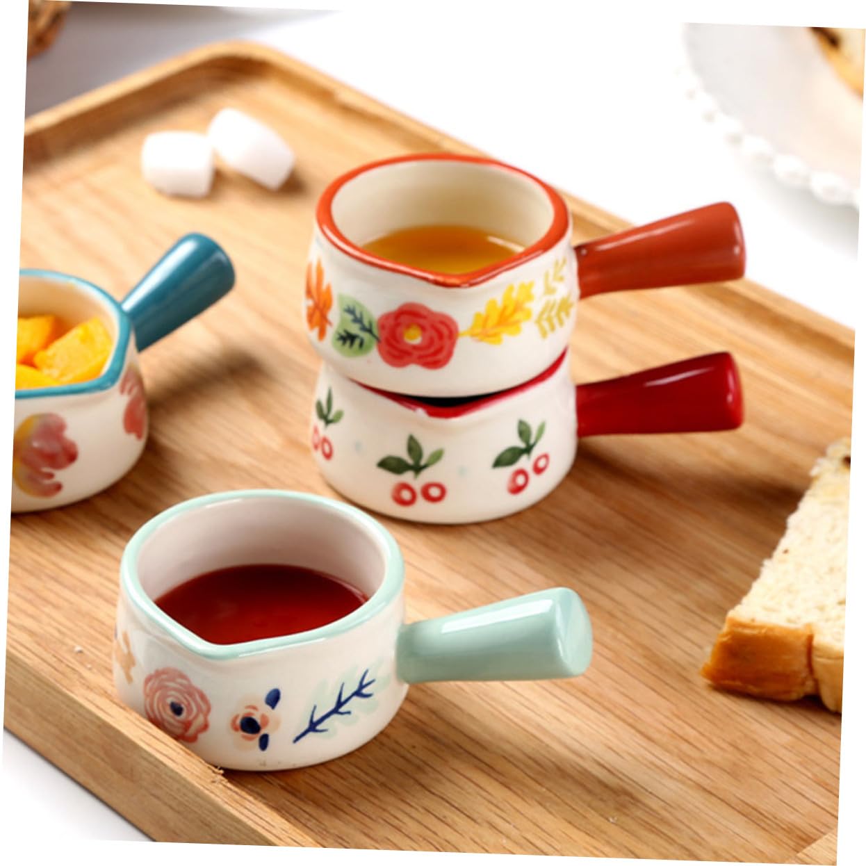 COLLBATH Juego de 6 Jarras de Cerámica con Mango para Crema y Leche, Diseño Delicado y Práctico, Adecuado para Cafeterías y Hoteles