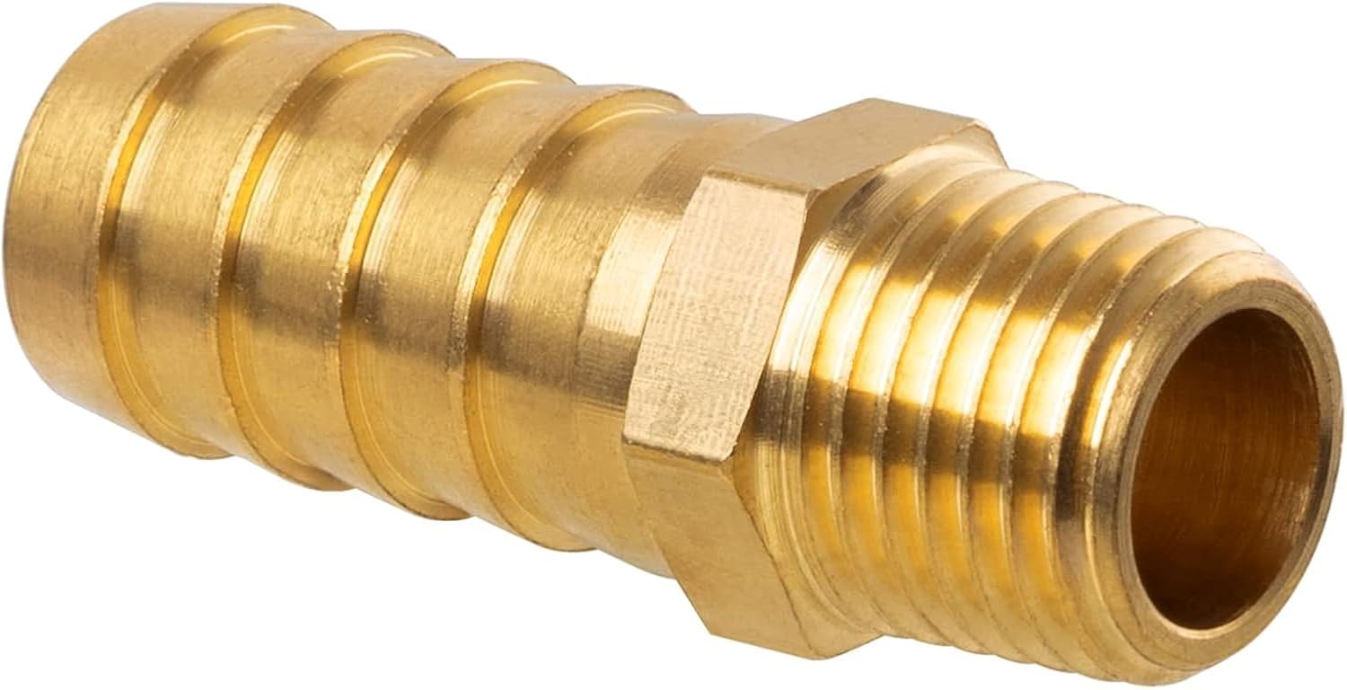 Air Hose Fittings, 1/4" NPT Male to 1/2" Barb, Brass Hose Barb Fittings, Heavy-Duty and Leak-Free Adapter for Air, Water, Fuel Line