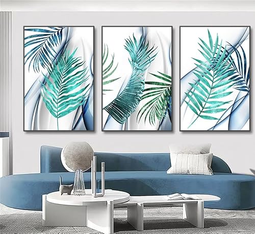 WUHBCZ Wall Posters-Abstract Tropical Plants Poster Green Plant Leaves Picture Modern Wall Art Paintings Pictures for LivingKitchen Office Bedroom Room Home Decoration-40 * 50cm/3PCS (No Frame)