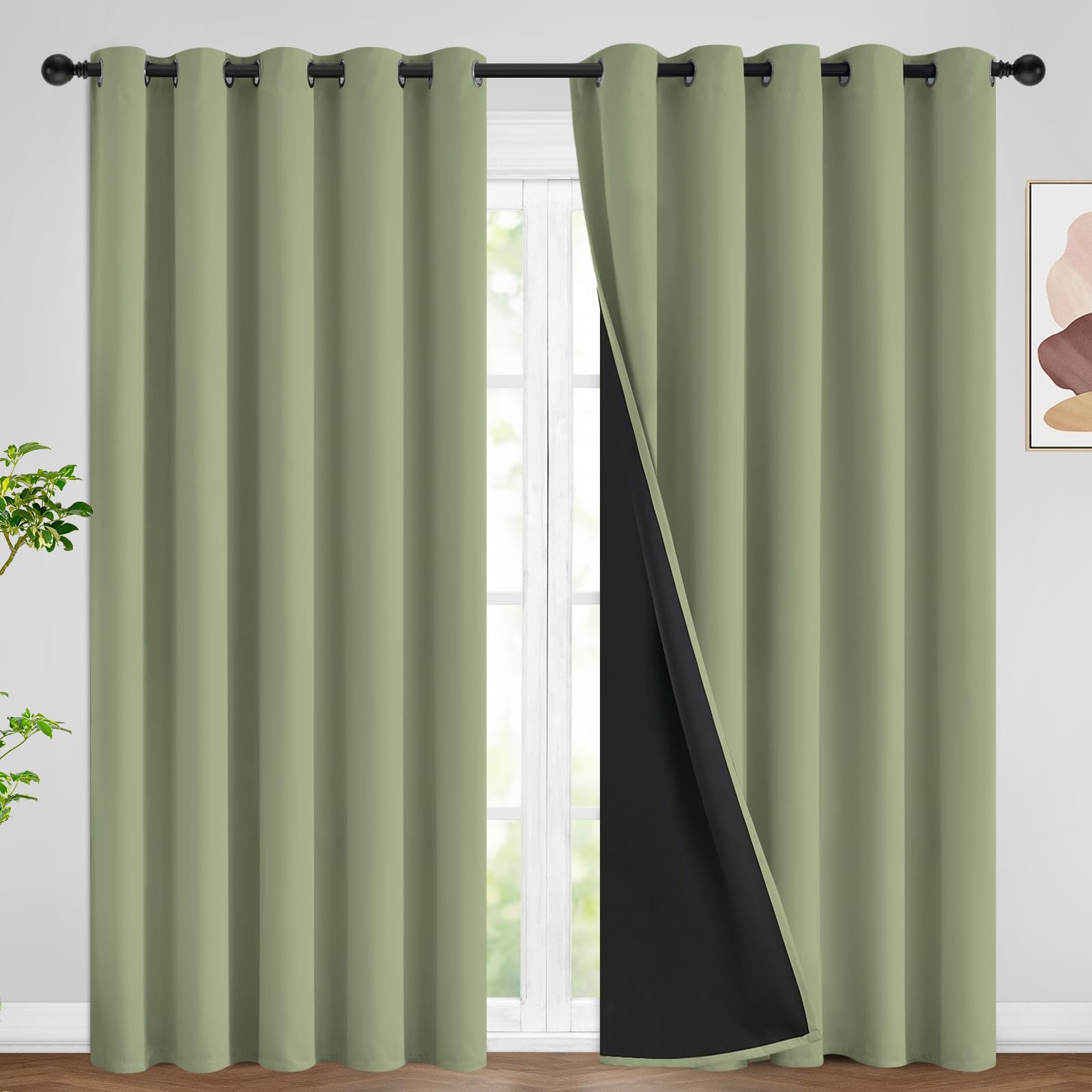 Photo 1 of SimpleHome Sage 100% Blackout Curtains - 62"W x 84"L