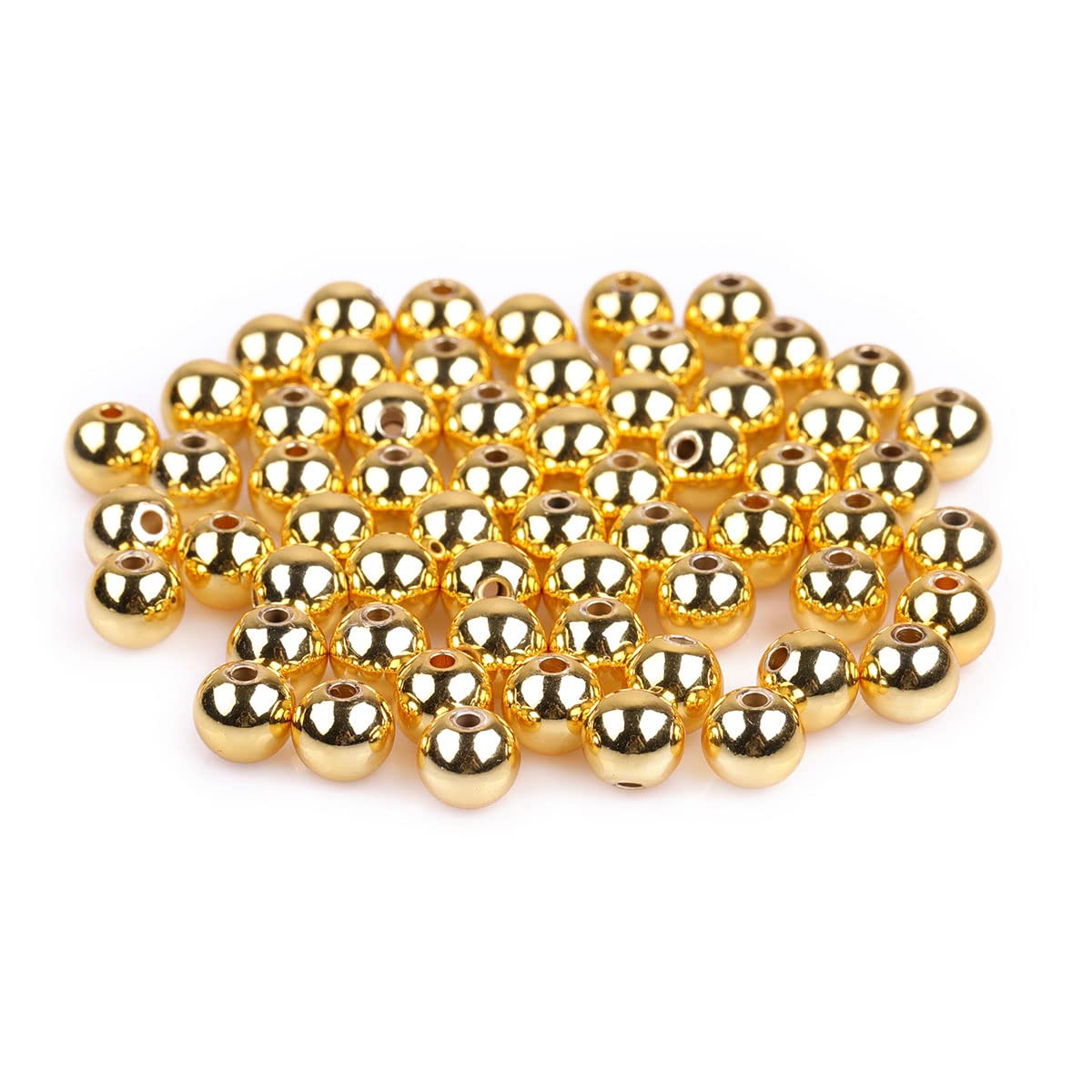 JOE FOREMAN 100Pcs 4mm Hypoallergenic Polished Smooth 18K Yellow Gold Filled Spacer Beads for Jewelry Making Wholesale Metal Bead DIY Handmade Craft Supplies