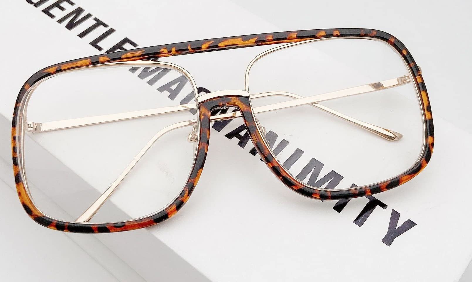 NOVESIXTDAT Large Aviator Computer Readers Anti Eyestrain Reading Glasses Stylish Oversized Anti Blue Light Flat Light Mirror (Color : Leopard, Size : +0.00)
