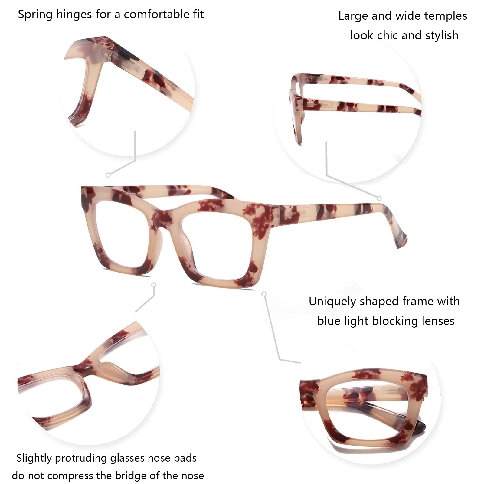 Hubeye 2 Pacco Occhiali Anti Luce Blu da Donna Rettangolari Retrò alla moda Occhiali per computer con la Custodia in tessuto