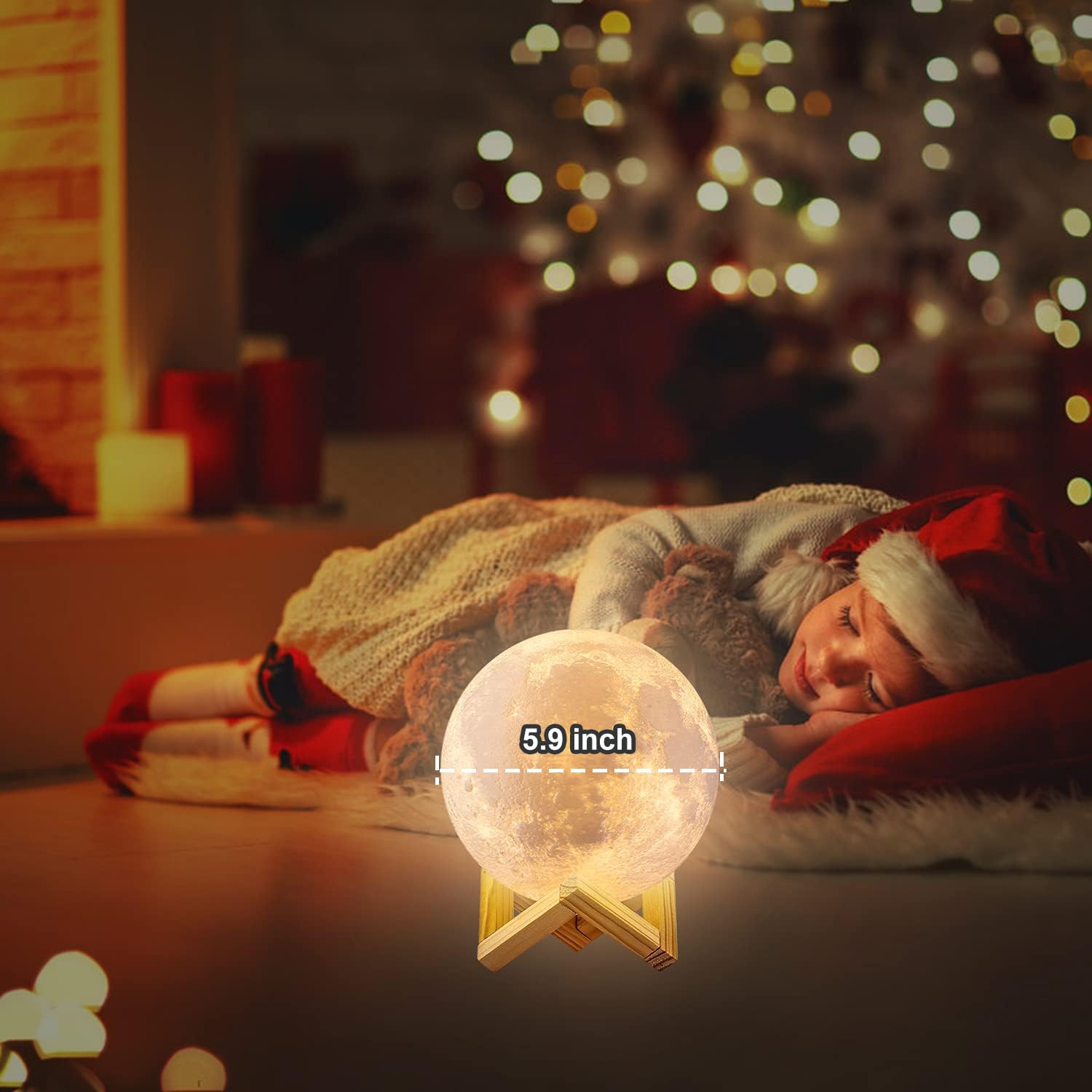 Mondlampe, Mond-Nachtlicht, 16 Farben, Mondlicht mit Ständer, Fernbedienung, Touch-Steuerung und USB-wiederaufladbar, dekorative Lampe für Mädchen, Kinder, Weihnachtsfeier, Geschenk (15,2 cm)