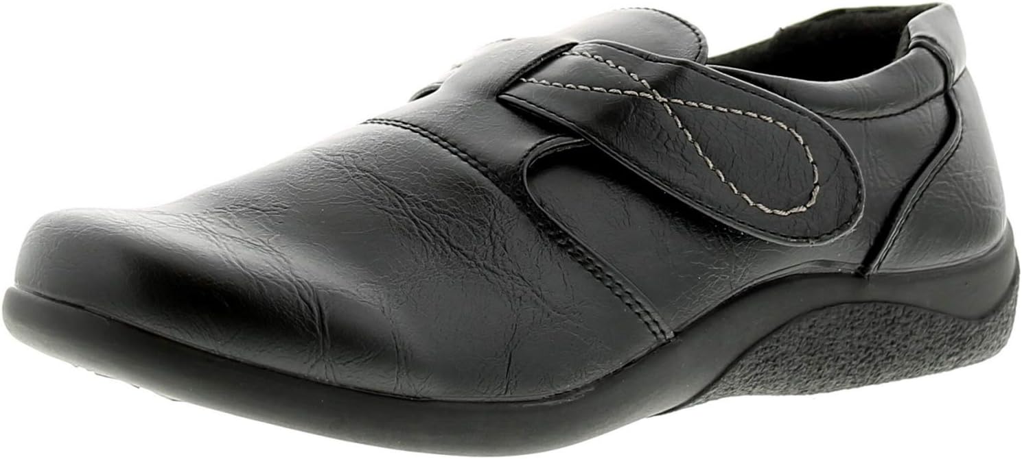 Ever So SoftCadence Black Flat Shoes Women Flat Shoes Casual Comfortable Touch Fastening Mesh Nurses Work Stitch Detail Womens Ladies School
