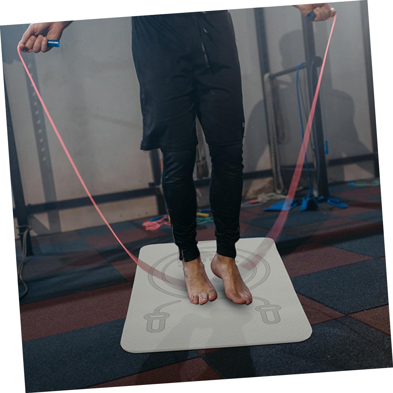 POPETPOP Multi Function Jumping Mat Non Slip Indoor Shock Absorbing Workout Pad for Jump Rope Yoga and Home Quiet Soundproofing Exercise Mat