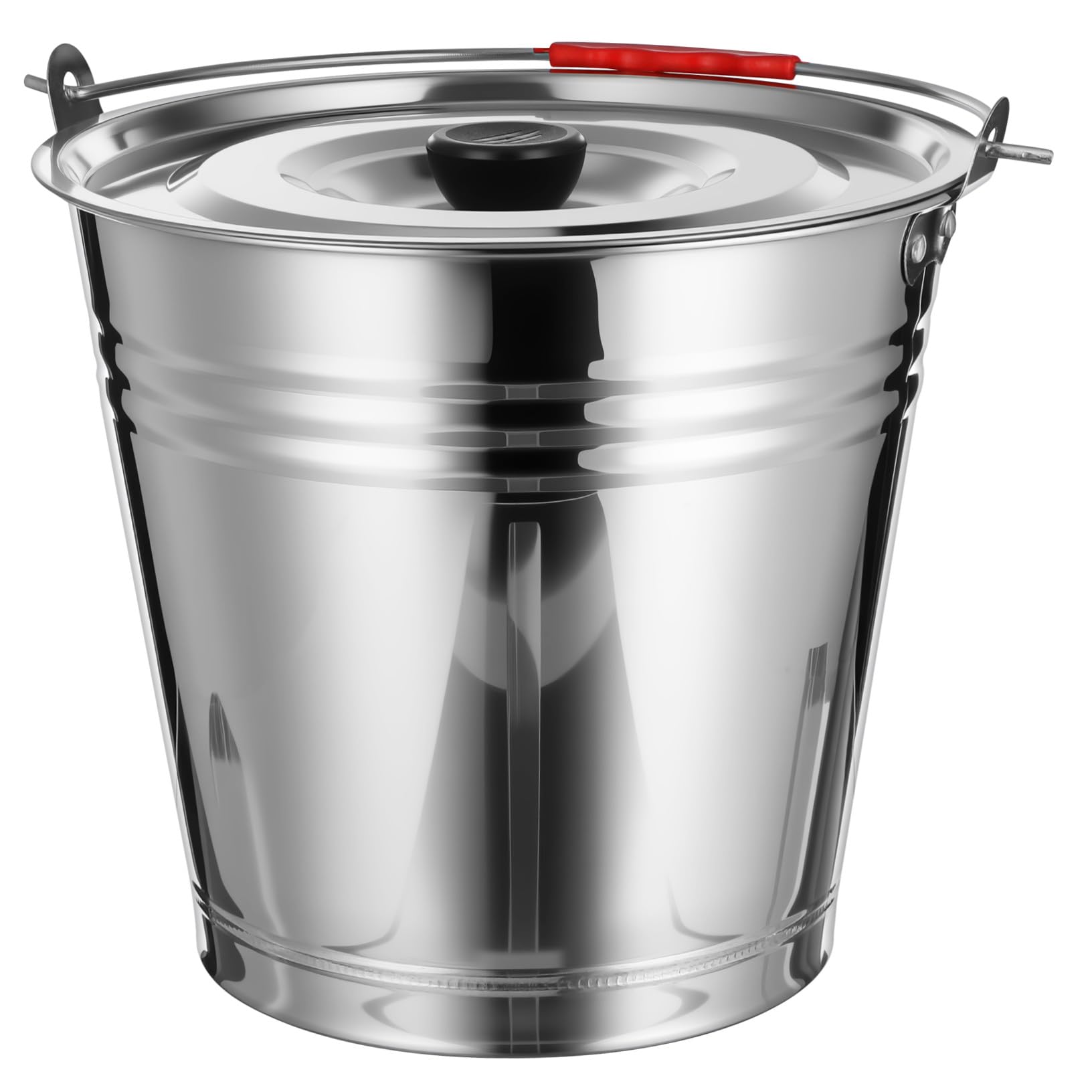 Seau à charbon en acier inoxydable 8l léger avec couvercle argenté NUOBESTY