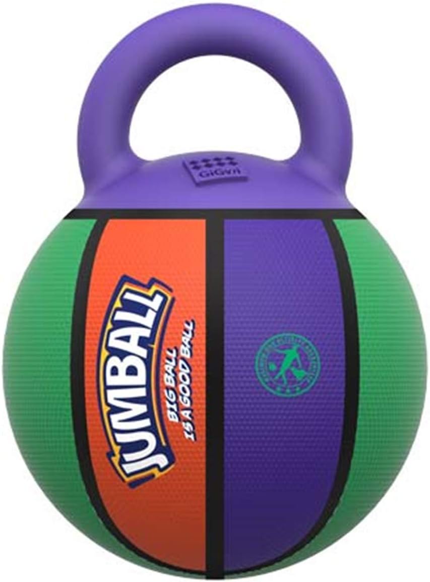 GiGwi Jumball Rubber Basketball Dog Toy with Handle High Visability