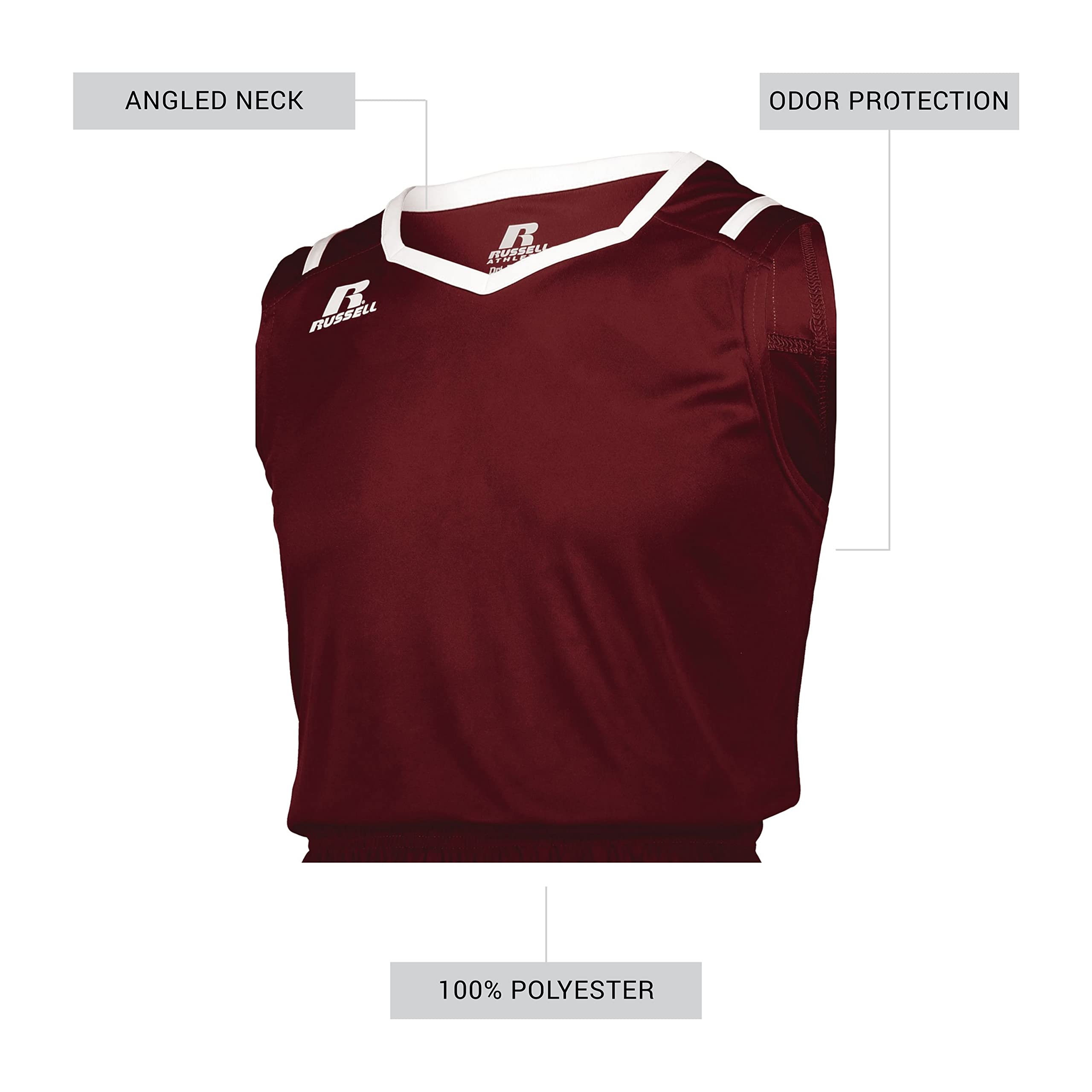 Russell Athletic Athletic Cut Men's Basketball Jersey Cardinal/White XL