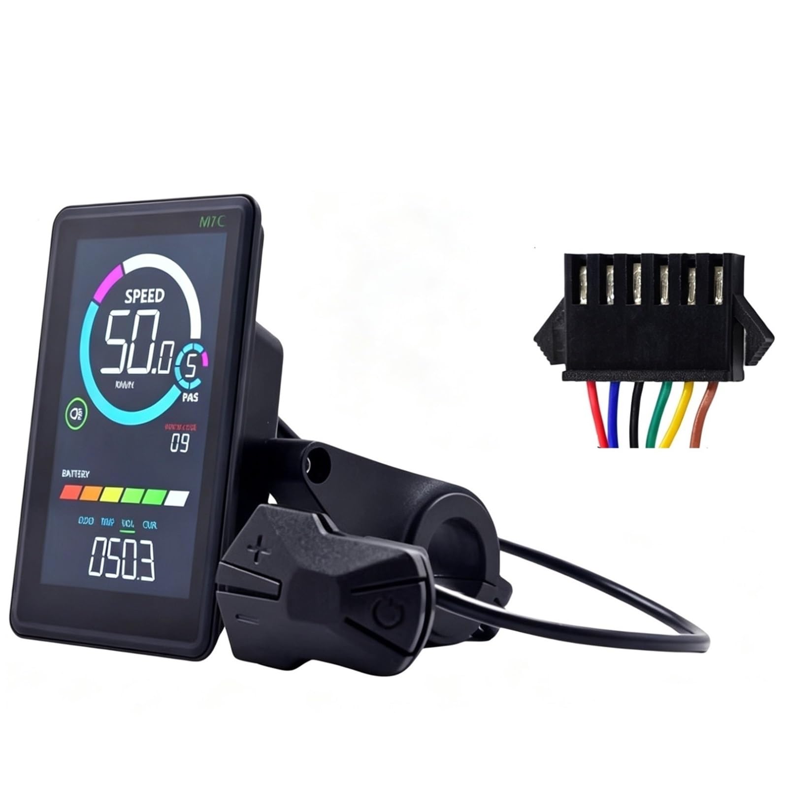 bdfndjnm M7C-2 UART2 E-bike Colour LCD Screen, 24V-60V Display Unit, USB Interface & Waterproof SM Connector(SM5 2)