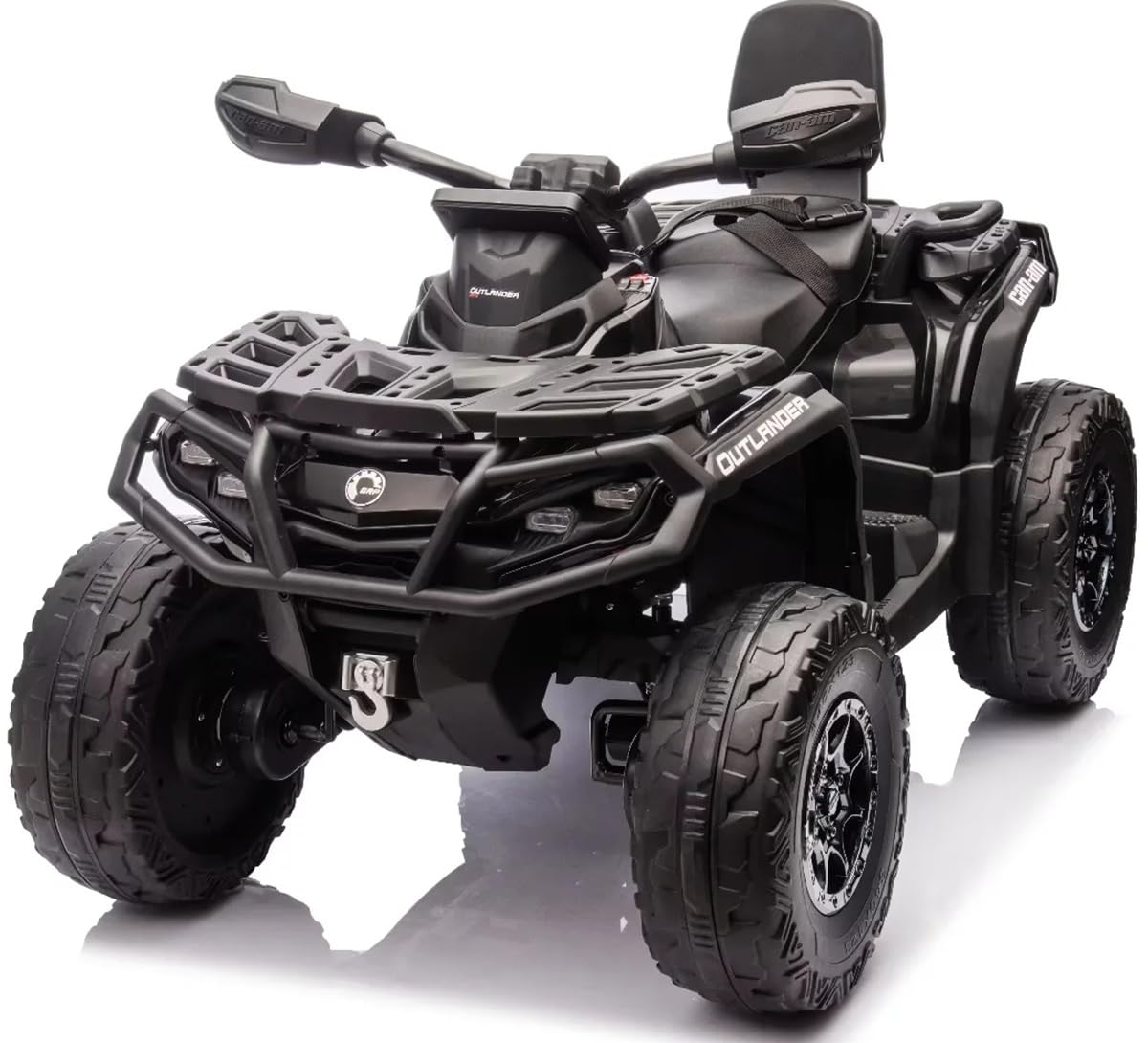 Playhouse Quad Outlander 4x4 24V - 800 WAT, Bluetooth, FM-Radio, Ledersitz, 2 Stoßdämpfer, Eva Räder, 24V 7ah, Kinderauto Kinderfahrzeug Kinder Elektroauto (Schwarz)