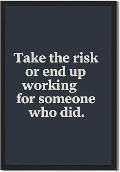 Framed Take the Risk Quote Poster Canvas Print Art, Modern Wall Art Painting, Trendy Pictures for Office Wall Decor, Home Decor, Apartment, Dorm Room Art Print. Blank Framed,8L X12W