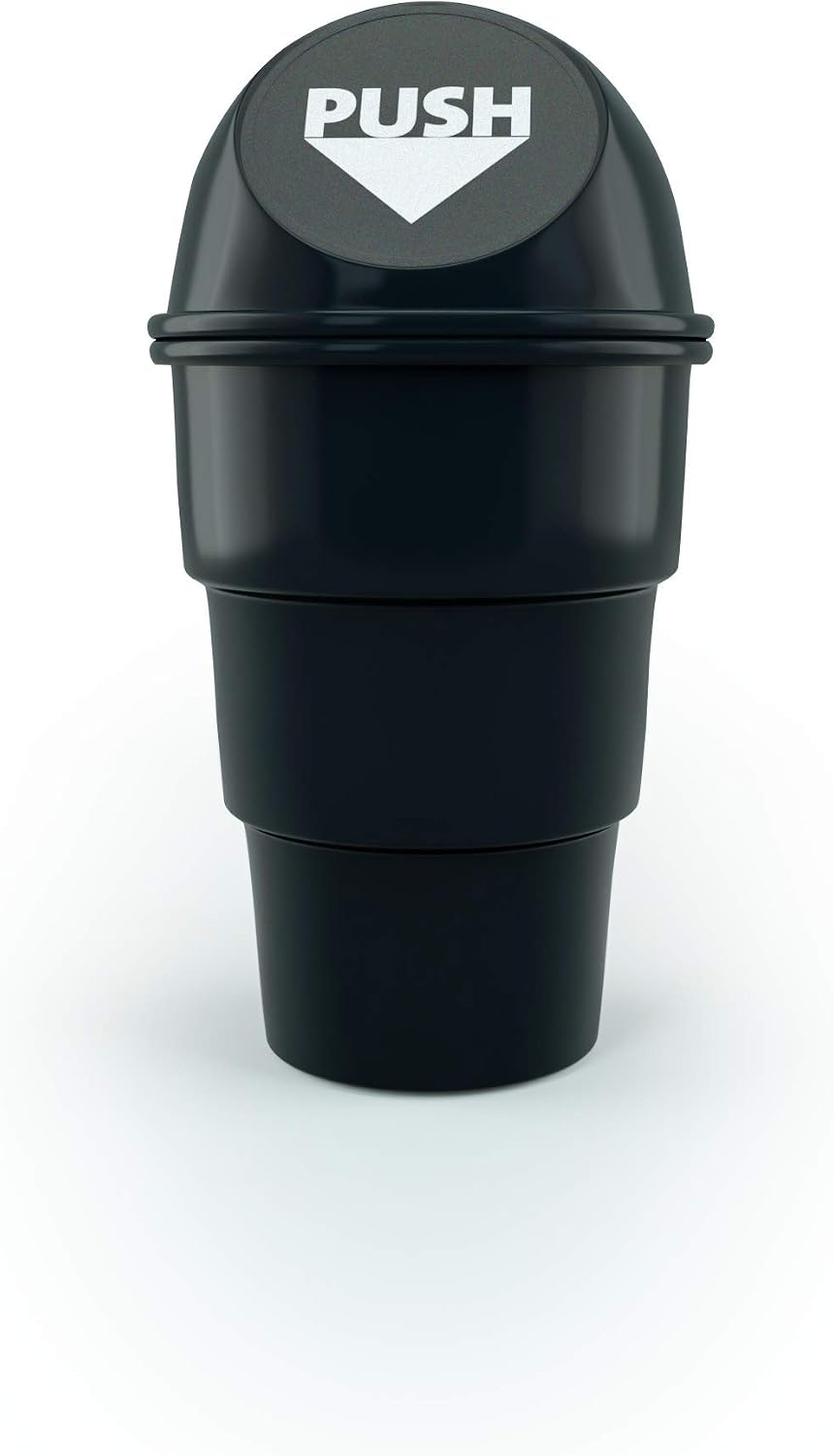 Cup Holder Trash Can | Unique Car Small Garbage Can with Spring Hinge Flap | Automobile Garbage Bin with Lid for All Vehicles | Van, SUV, Truck, Buses | Lid Color - Black