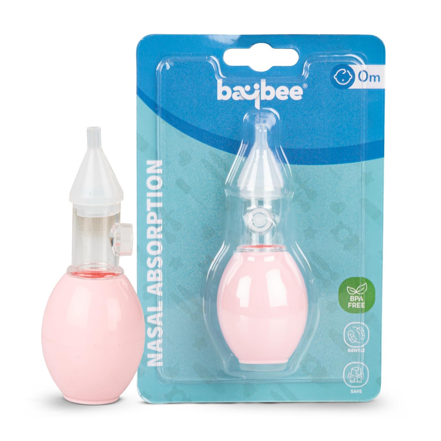 Baybee Newborn Silicone Nose Cleaner – 100% Safe and Reusable U-Shaped Nasal Aspirator for Infants and Kids, Pump-Type Bulb Syringe for Gentle Mucus Removal (Pink)-image-47
