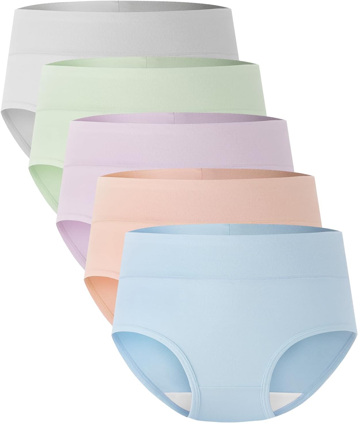 BAMBOO COOL Women's Underwear High Waisted Briefs Full Coverage Soft and Breathable Panties, 5-Pack