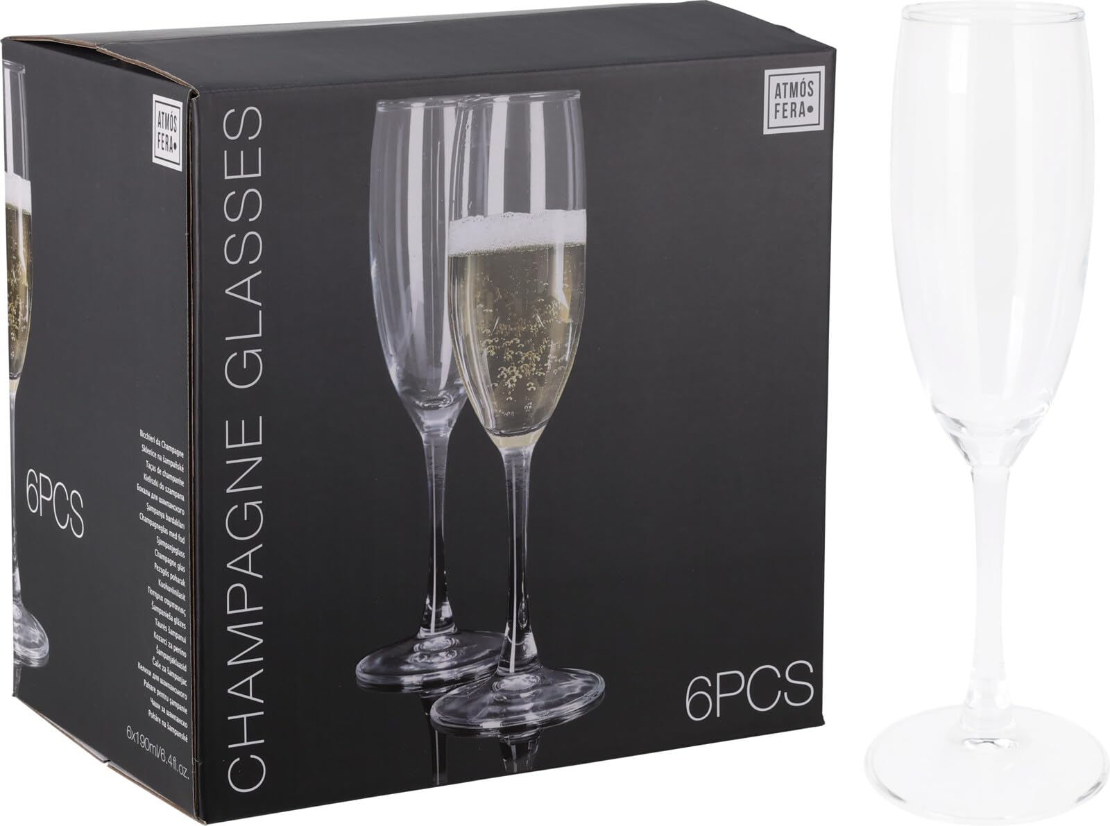 Galvog Set of 6 Champagne Flutes Crystal Clear Champagne - Classic Elegant Glass Set for Wedding Anniversary Parties Gift Set