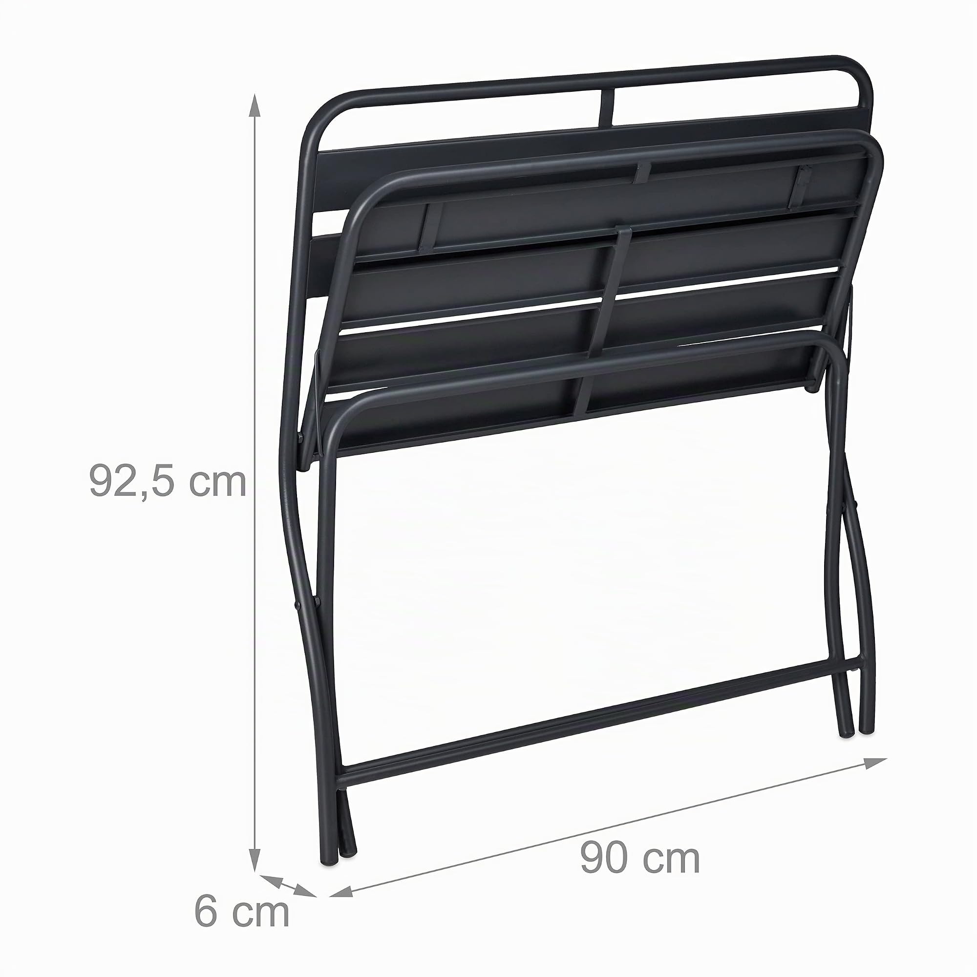 Relaxdays Gartenbank, klappbar, HBT: 83,5x90x49 cm, wetterfest, 2-Sitzer, Garten, Balkon, Faltbank, Stahl Sitzbank, grau