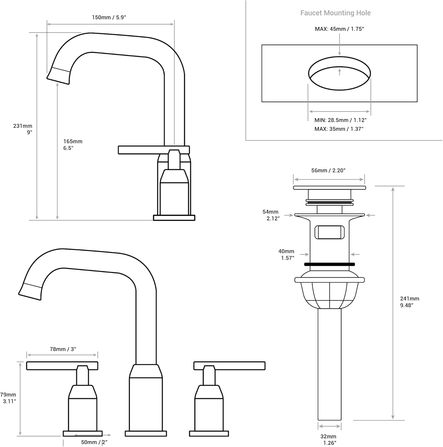 One-Day Sale: Up to 70% Off Brass Two Handle Widespread Bathroom Faucet for Sink 3 Hole High-arc Basin Faucet with Pop Up Drain Assembly cUPC Water Supply Lines Included, Matte Black