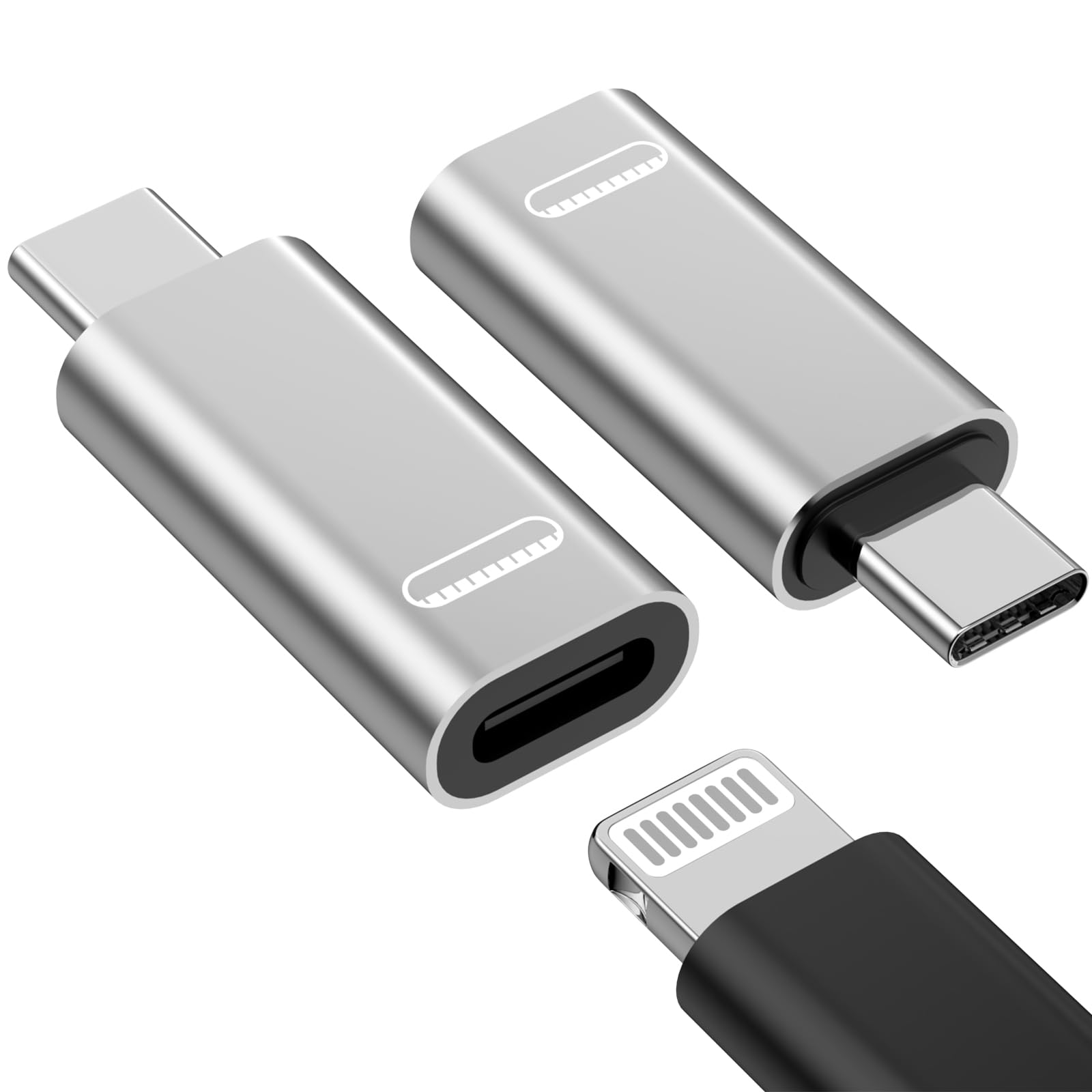 Adaptateur IPhone 8 Vers USB-C - Mâle/femelle, 3cm, Blanc, 1 An Garantie, Neuf