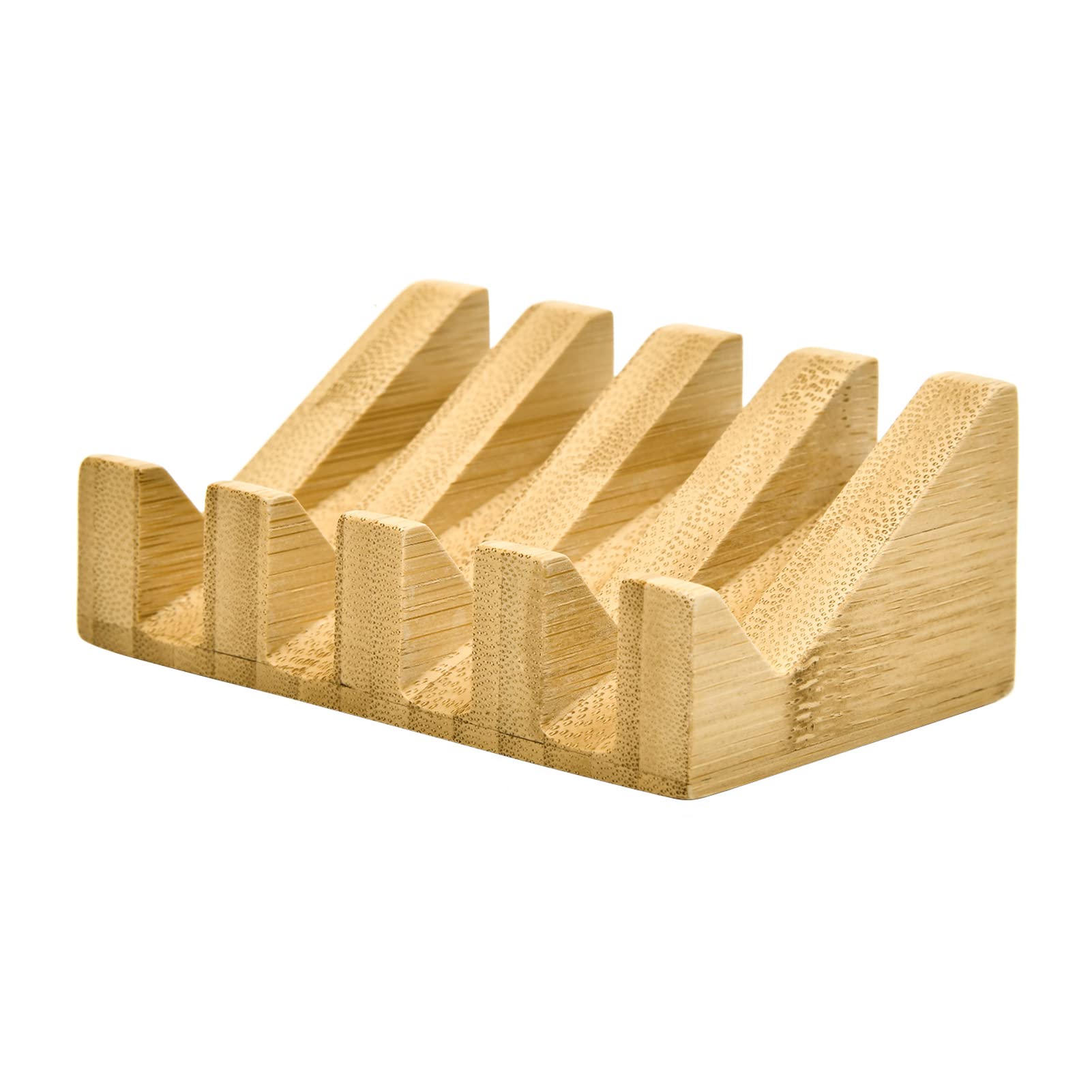 SUBEKYU Bamboo Soap Dish Self Draining Wooden Bar Soap Holder Soap Saver for Shower Slope Drainage Design with Waterproof Layer Wood Soap Dish for