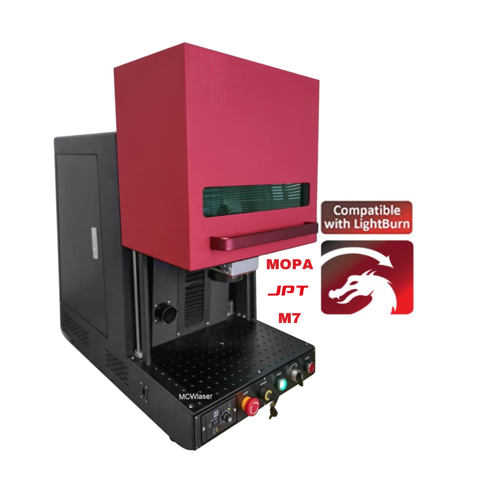 MCWlaser Enclosed Fibra Laser 60W Fibra Laser MOPA JPT M7 Marking Machine Fibra Laser Marcadora para Oro, Plata, Acero Inoxidable, Metales Superficie de marcado 150 x 150 mm, con eje de rotación D69