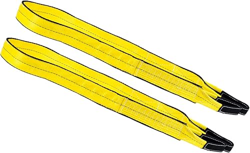Miniatura 25 de Mytee Products Paquete de 2 eslingas de elevación de tela de 2 pulgadas x 12 pies, correas de elevación verticales de 6400 libras, ojales trenzados