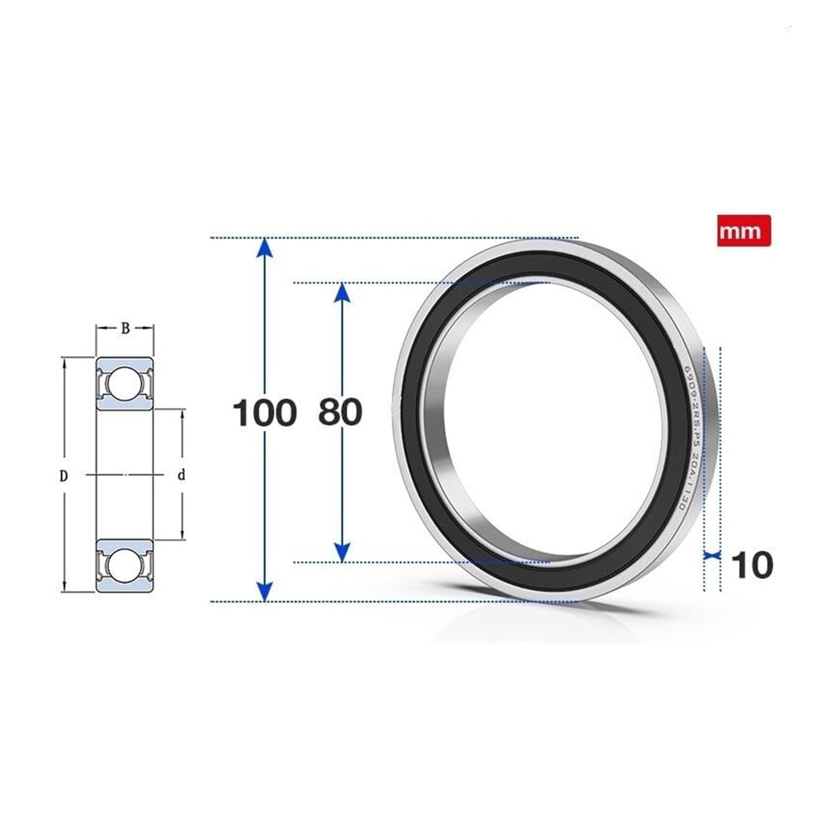 Roulements à billes Section fine P5, 1 pièce, 6812/6813/6814/6815/6816/6817 ZZ/RS, roulements de moteur grande vitesse(6816-RS 80x100x10mm)