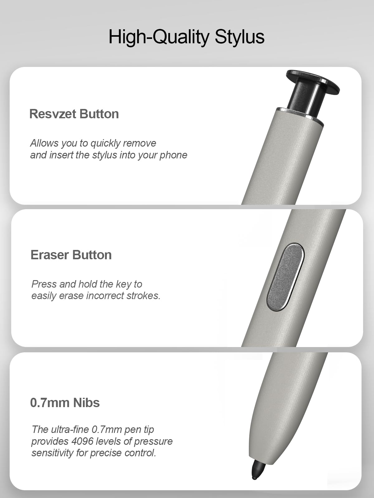 Stylet pour Samsung Galaxy S25 Ultra 5G, S25 Ultra S Pen Kit de remplacement avec sensibilité à la pression 4096, sans Bluetooth, noir