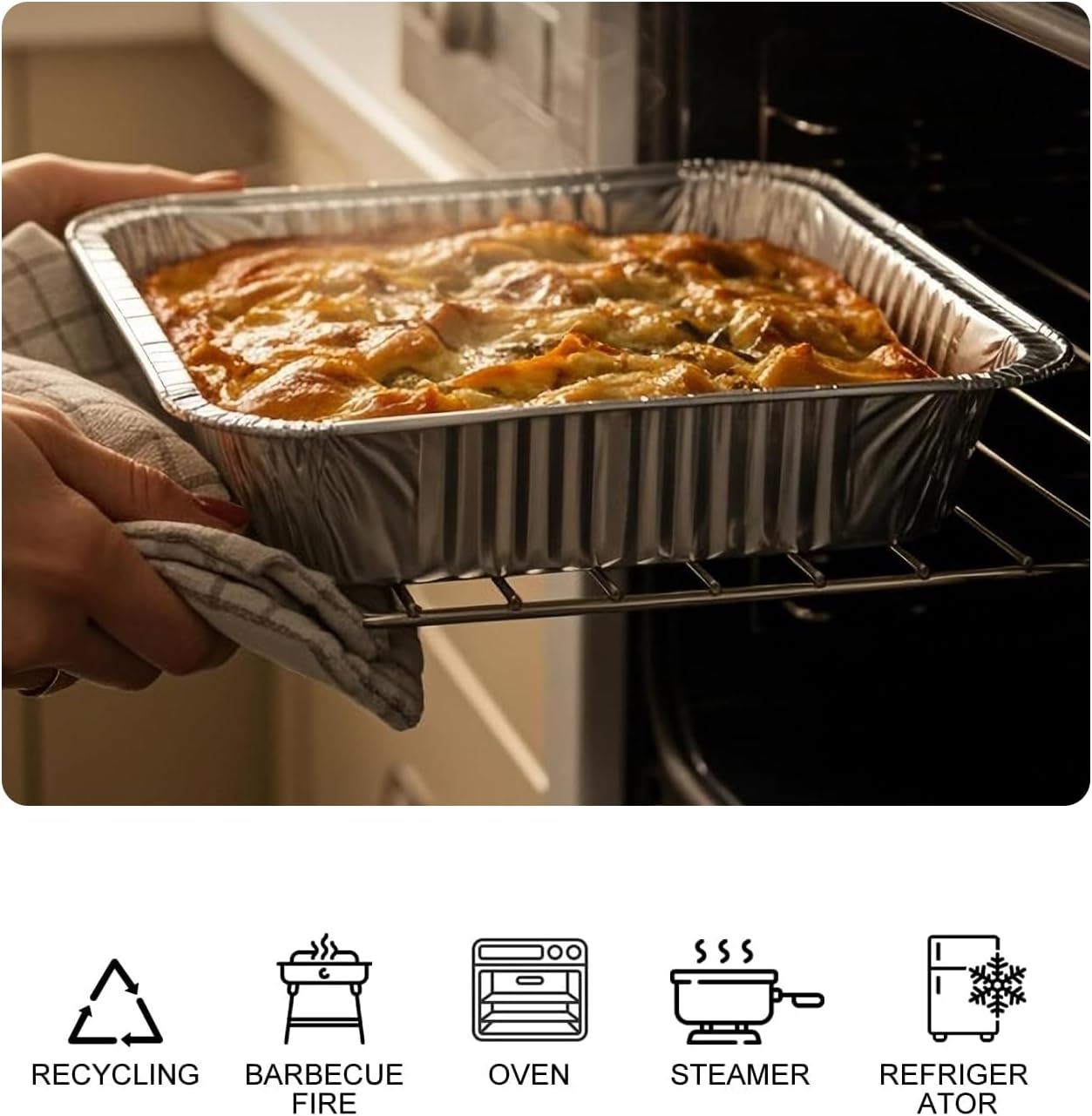25 Pack 9"x13" Thickened Aluminum Foil Pans & 20 Pack 8.5"x6.3" Foil Pans with Lids - Disposable Deep Steam Table & Dinner Pans for Baking, Cooking, Roasting, Meal Prep & Takeaway, Freezer & Oven Safe