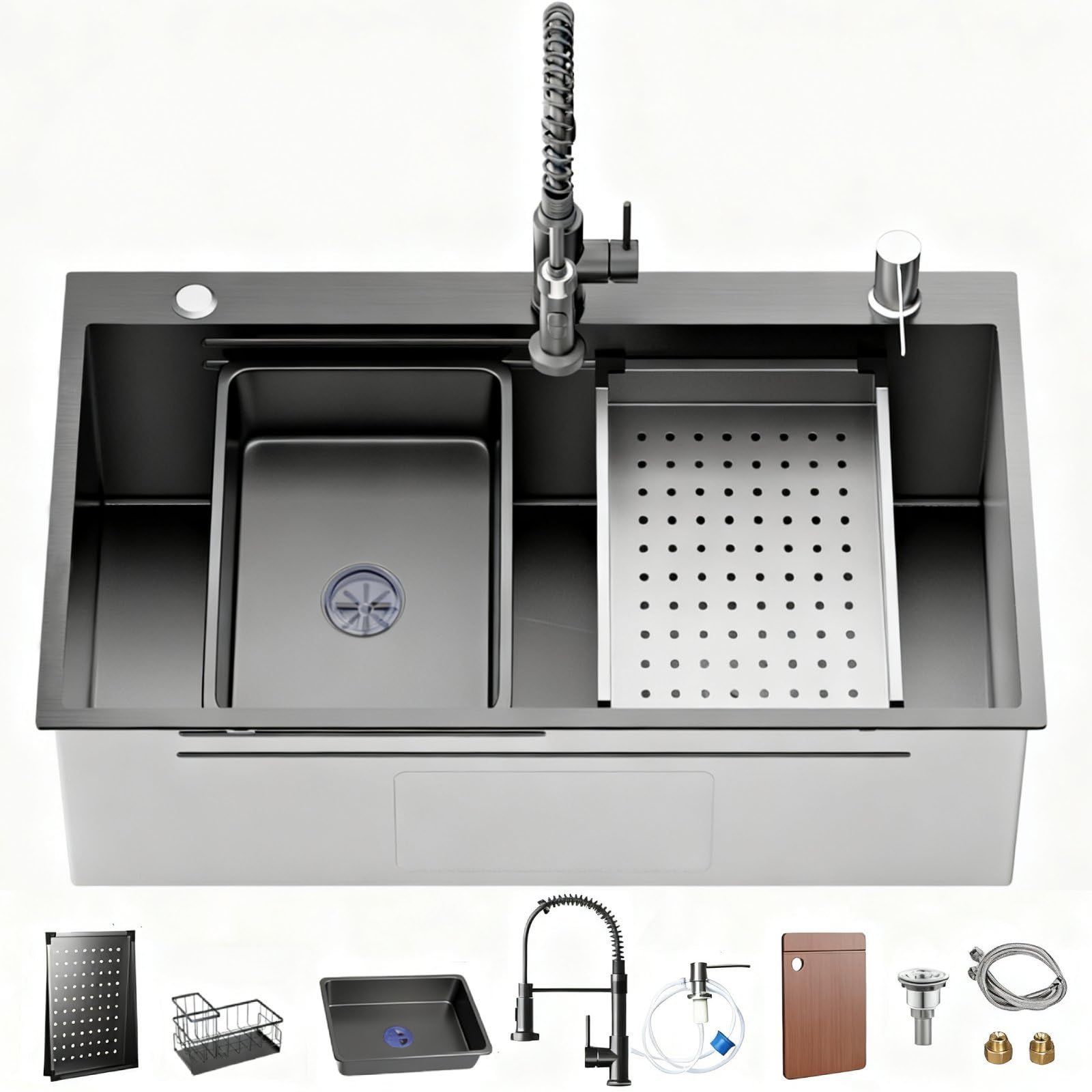 HEJEBU Workstation Drop In Kitchen Sink