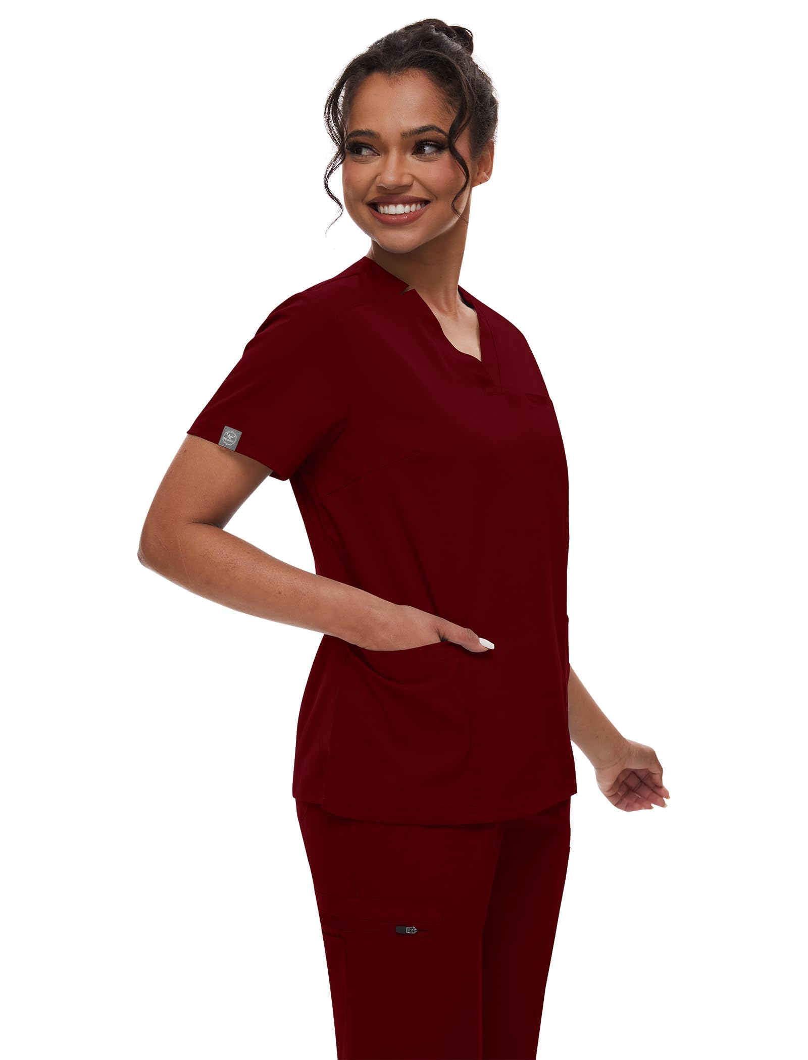 NiaHin Unisex Scrubs Uniforms Women Set, 11 Pockets Stretch V-Neck Scrub Top & Jogger Pants, Beauty Tunic, Nurses Uniform - Image 2