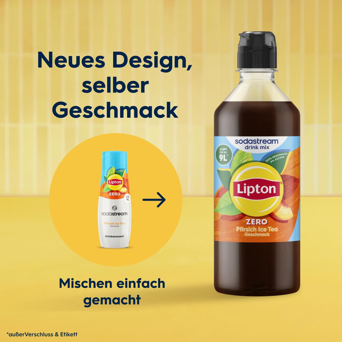 Sodastream drink mix Lipton Zero Pfirsich Ice Tea – zuckerfreier Sirup für gesprudeltes & stilles Wasser, 4er Pack (4 x 440 ml), ergibt bis zu 9L Fertiggetränk