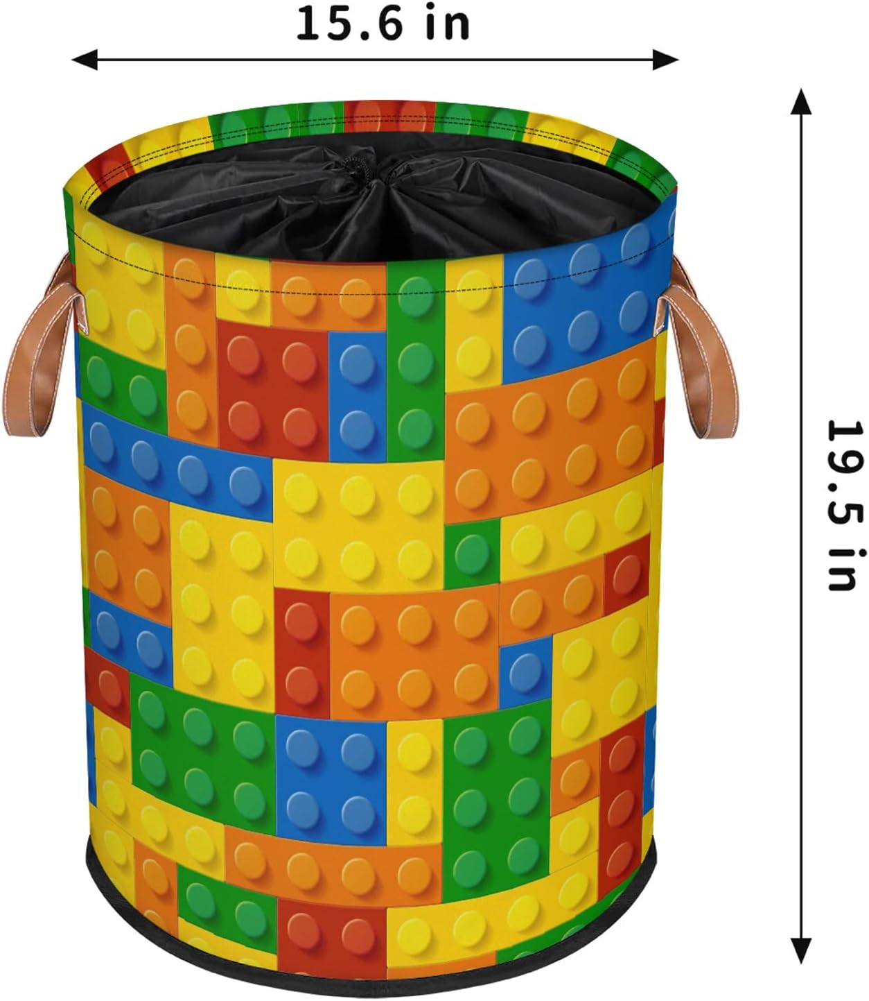 Colorful Kids Laundry Basket Foldable Storage Basket Building Block Dirty Laundry Hampers,Clothes Toy Storage Bins for Kids,Boys,Girls,Nursery,Closet,Bedroom,Laundry Room,15.6"W x 19.5"H - Image 2