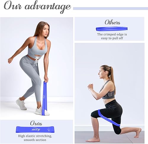 Miniatura 3 de VEICK Bandas de ejercicio de resistencia para hombres y mujeres, juego de 5 niveles de resistencia diferentes bandas elásticas para fitness en casa,