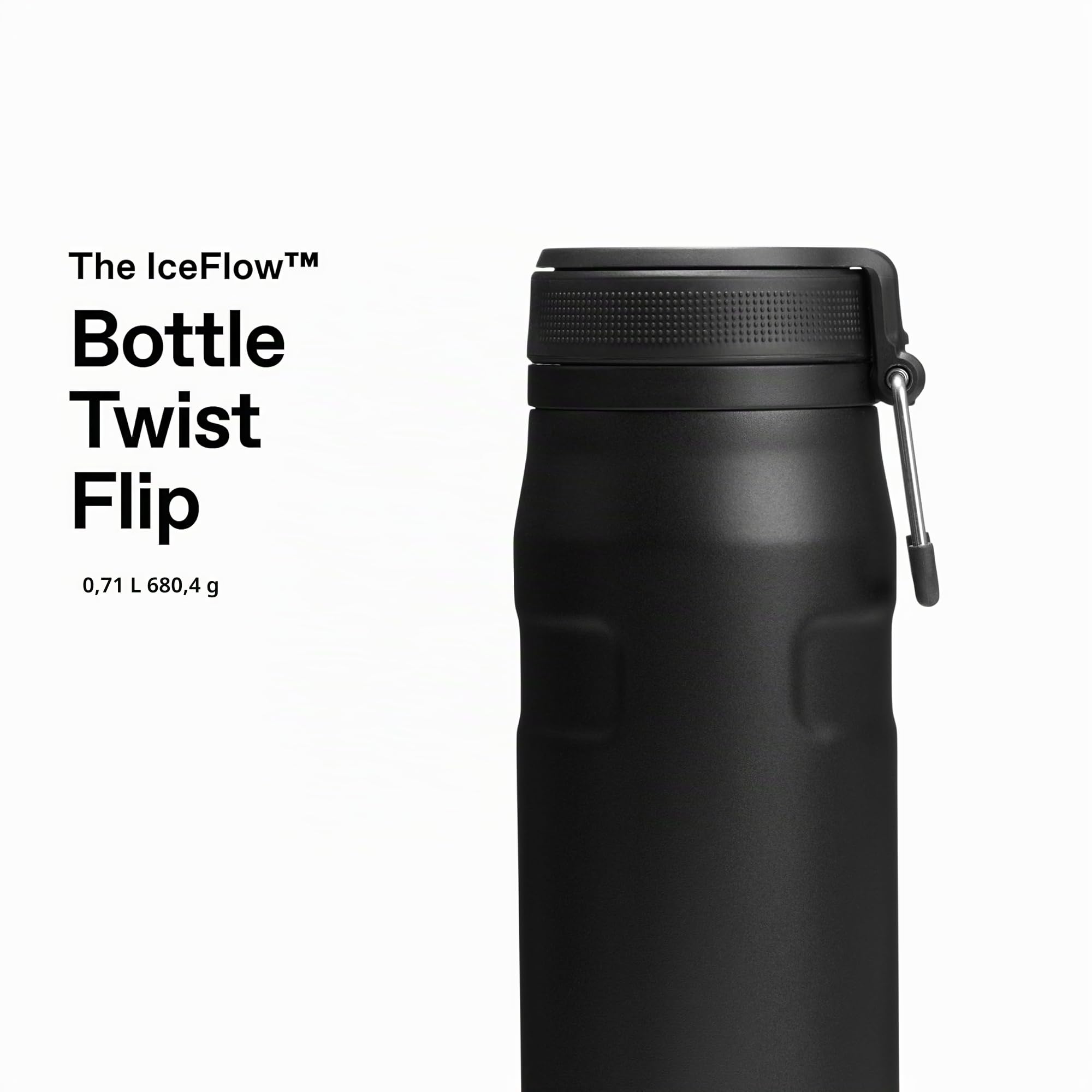 Stanley IceFlow Bottle Twist Flip 0.71L - 17 Horas Fría - Heladas 4 Días - Apta Para Lavavajillas - Botella Agua Acero Inoxidable - Sin BPA - Aislamiento Al Vacío - Black 2.0