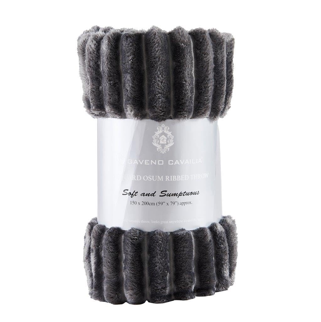 Luxury Chunky Ribbed Cord Fleece Throw – Ultra Soft Plush Blanket for Bed, Sofa & Couch – Warm, Lightweight, Cozy & Hypoallergenic All-Season Comfort (Charcoal, 200 x 240cm)