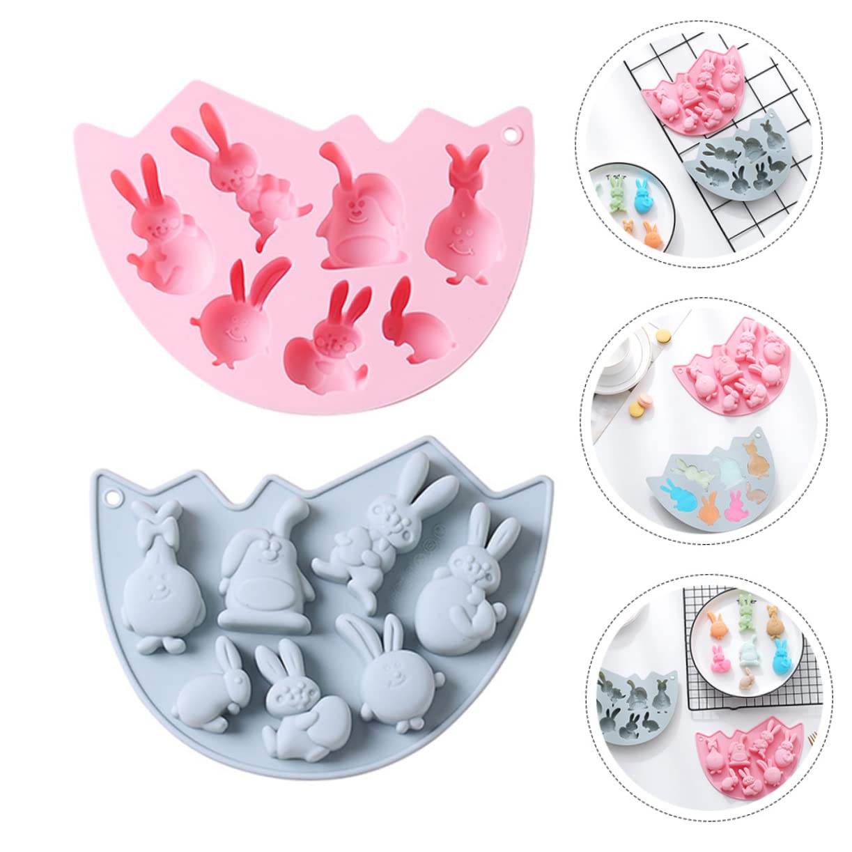 Amosfun 3 Ensembles Moule À Lapin Moule Pâques Paque Gommeux s À Crêpes D'halloween À Gâteau Sur Le Thème De Pâques En Silicone Pour La Maison 2 Pièces * 3