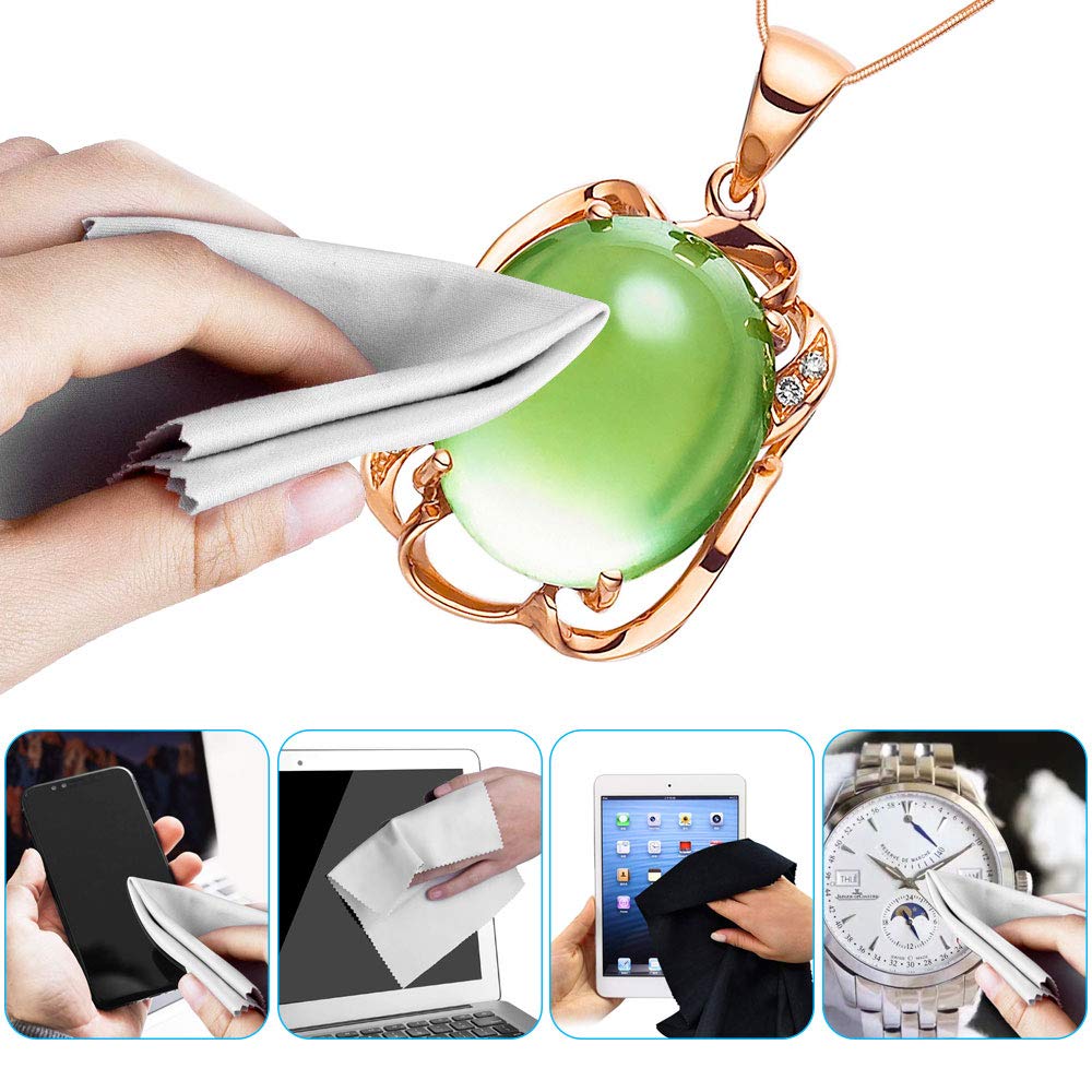 20 Pezzi Panno in Microfibra per Occhiali, Panno per la Pulizia di Occhiali, Schermi LCD, Obiettivi, Fotocamere, Telefoni Cellulari, Tablet (Nero/Grigio)