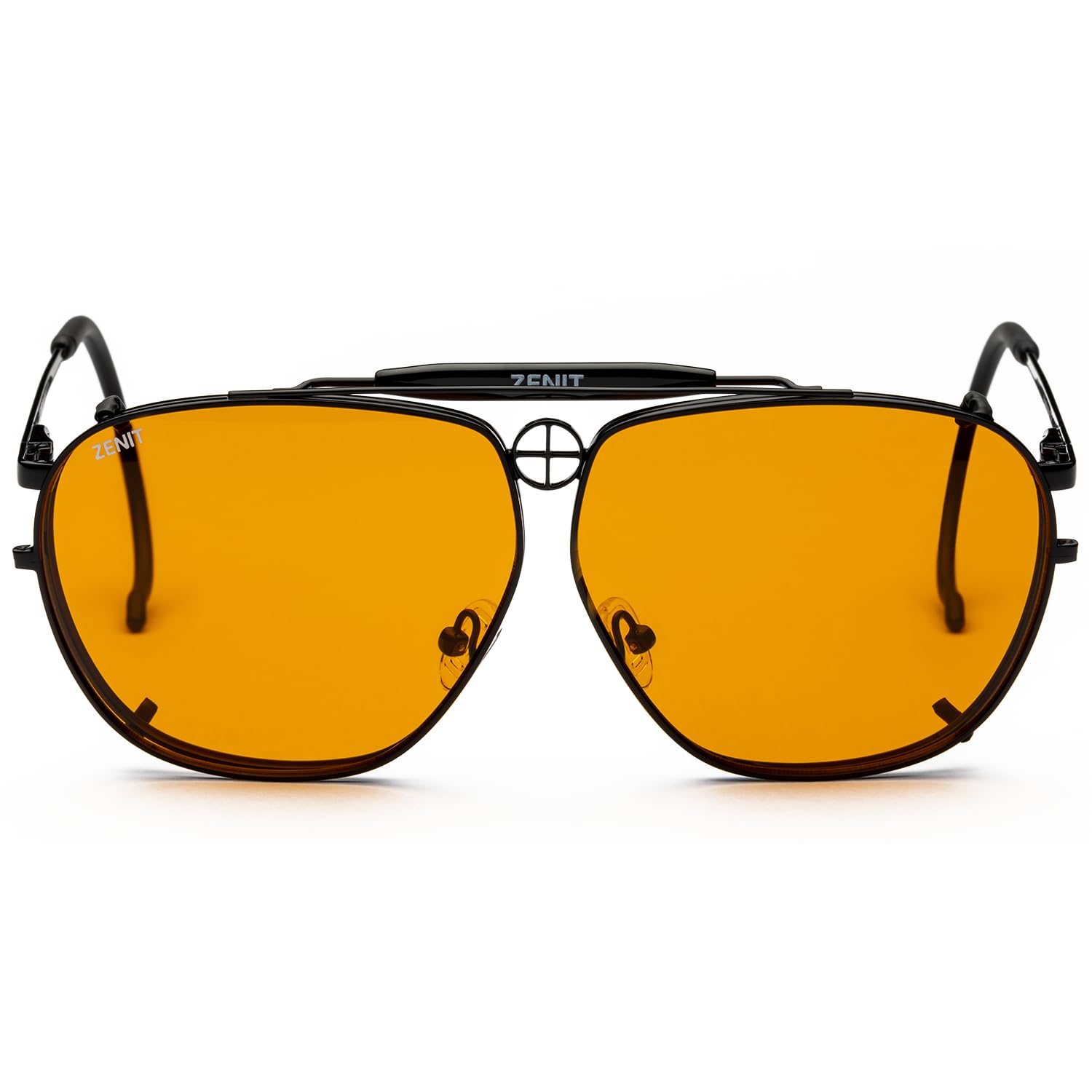 Gafas de tiro y caza graduables personalizables amarillo y marrón montura negra