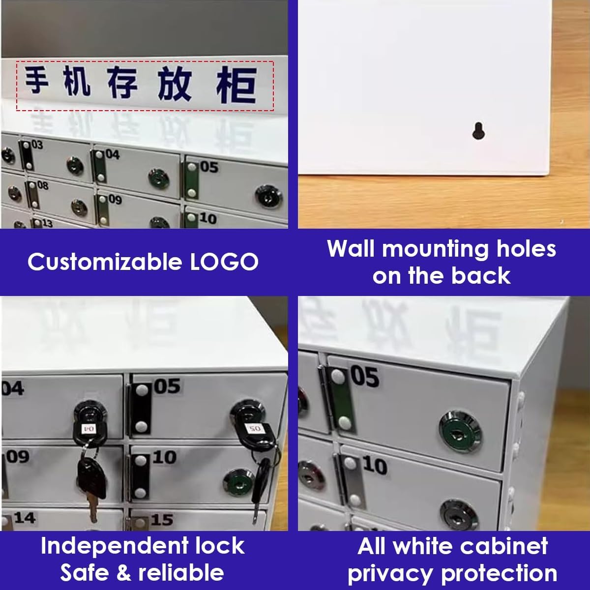 Aimery Cell Phone Lockers Box Acrylic Mobile Phone Storage Cabinet Factory Workshop Mobile Phone Safe Box Organizer for Classroom Phone Storage Locker 15/20/25 Slots Cell Phone Storage Box(Medium)