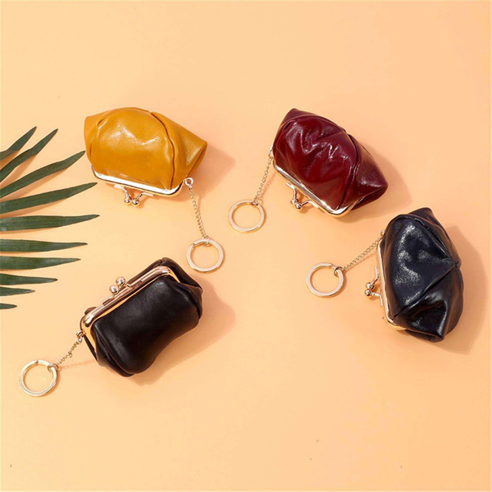 Amazon.co.jp: 小銭入れ コインケース レディース レディースレトロクリップコイン財布第一層オイルワックスレザー小イヤホンストレージ  ミニ財布(Black) : ファッション