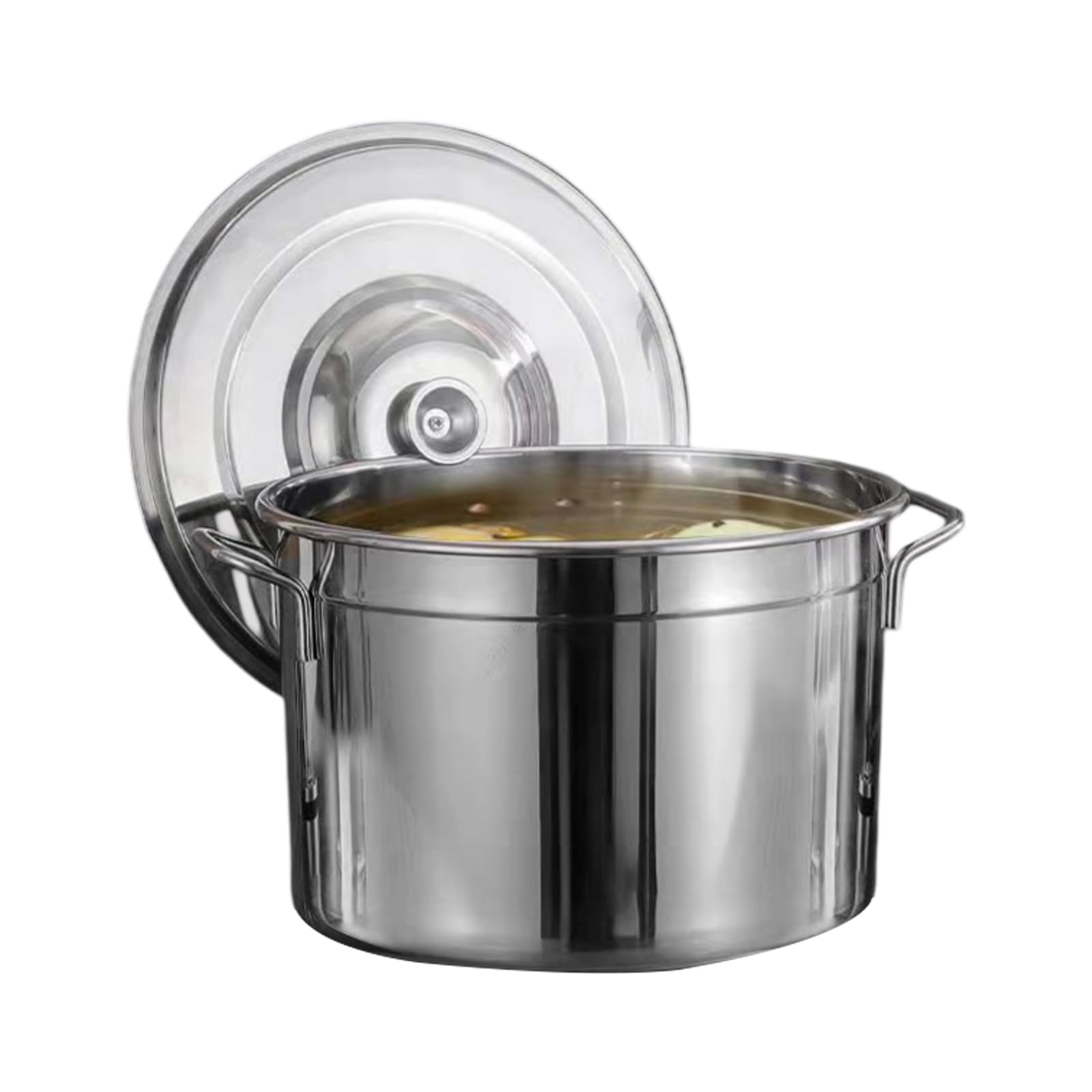 Generico Pentola in Acciaio Inox con Coperchio, pentola per zuppa da 40 cm per Olio da Cucina, Pasta, Riso, Noodles - Resistente e Versatile, Essenziale in Cucina per Chef casalinghi
