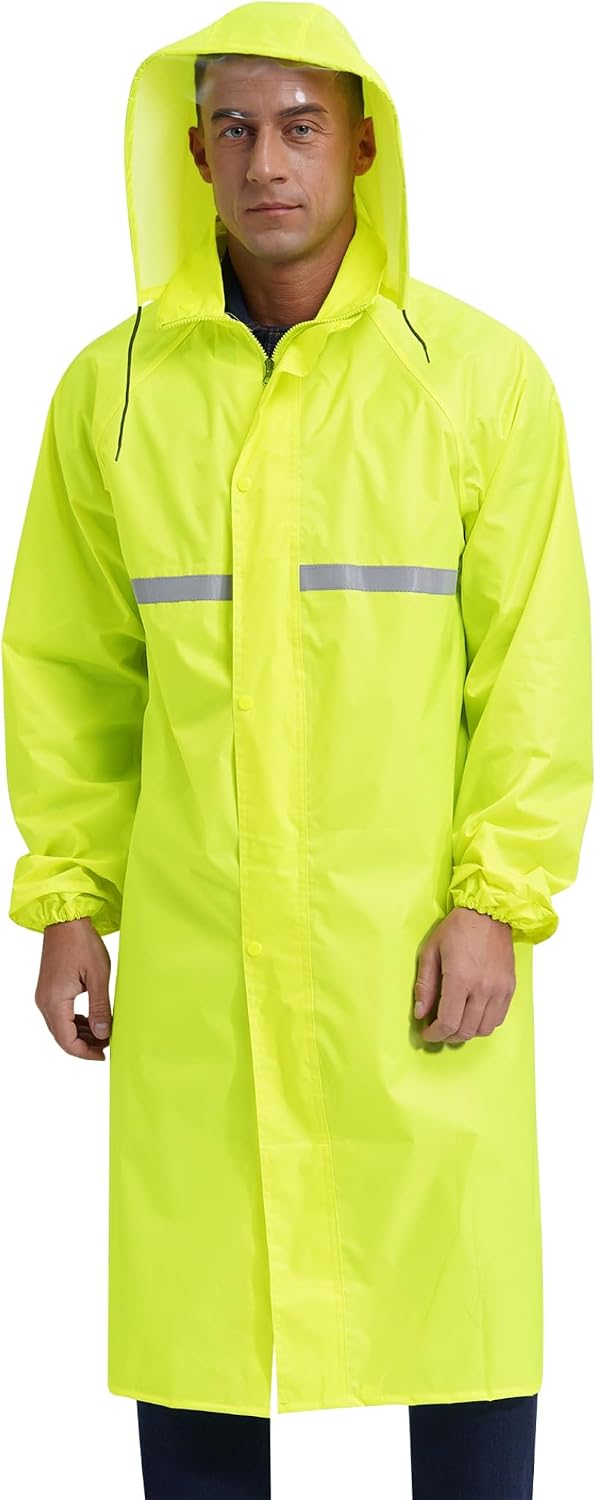 Men's Hood Rain Poncho Waterproof Lightweight Raincoat for Hiking Camping Outdoor Activities